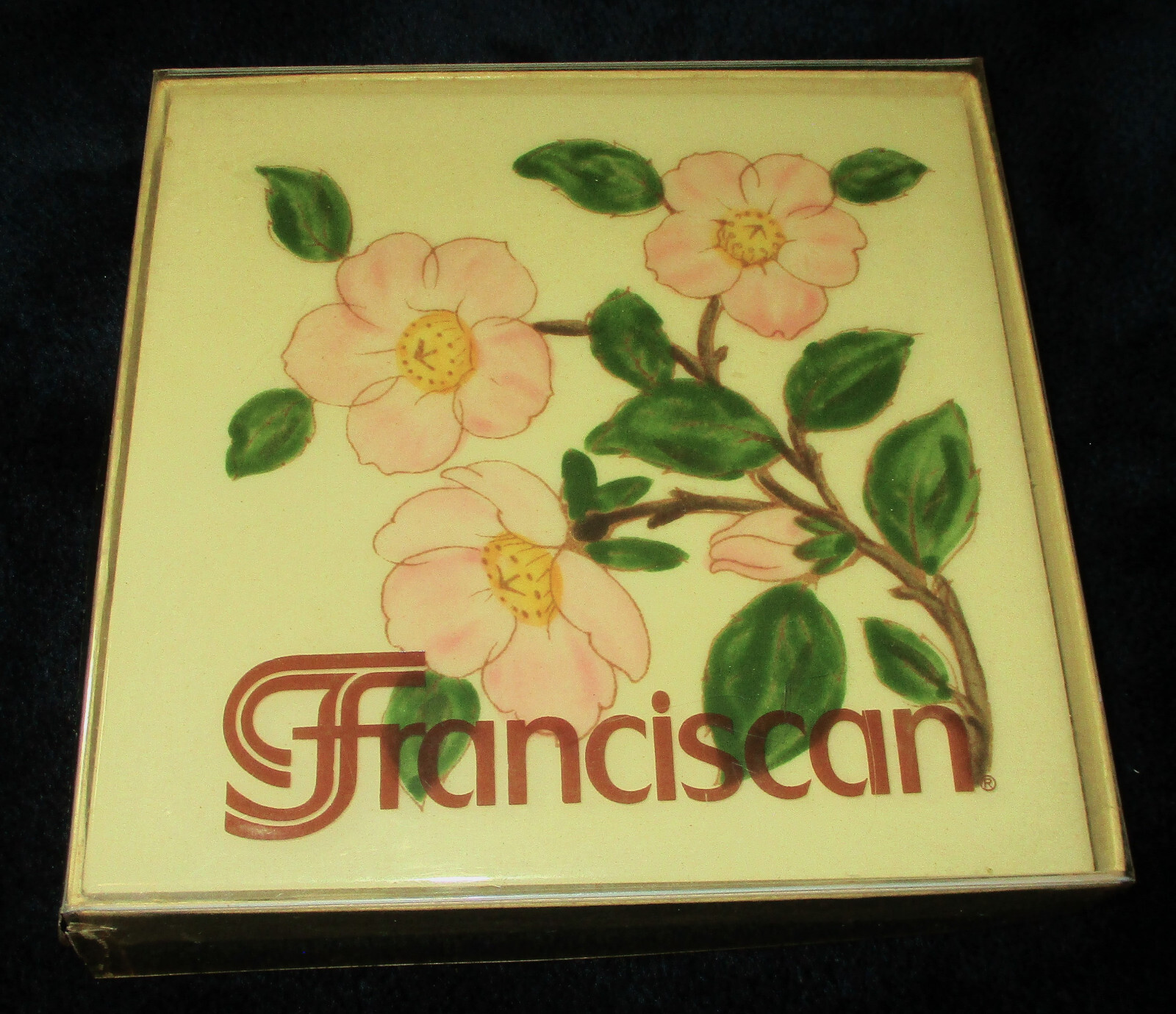 VINTAGE FRANCISCAN FLORAL TILE In Original Box 6″x6″ Pristine