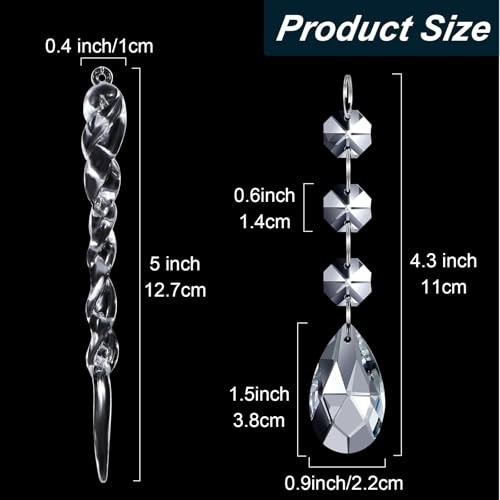 60 Clear Acrylic Icicle Christmas Tree Ornaments – Ball Drops – Crystal