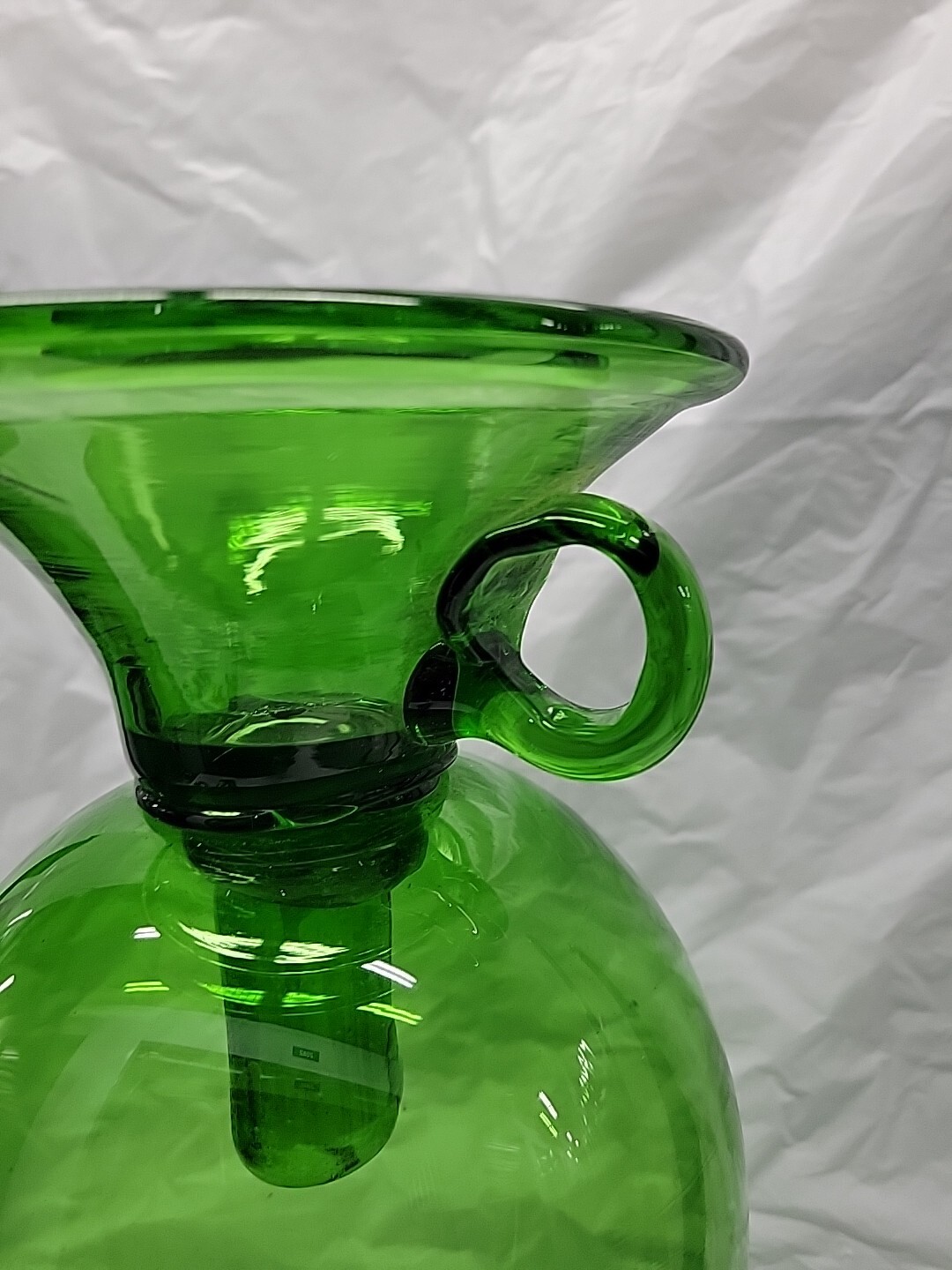 Vintage Empoli blown glass candle hurricane green 1960s 14 inch Italian # 5641