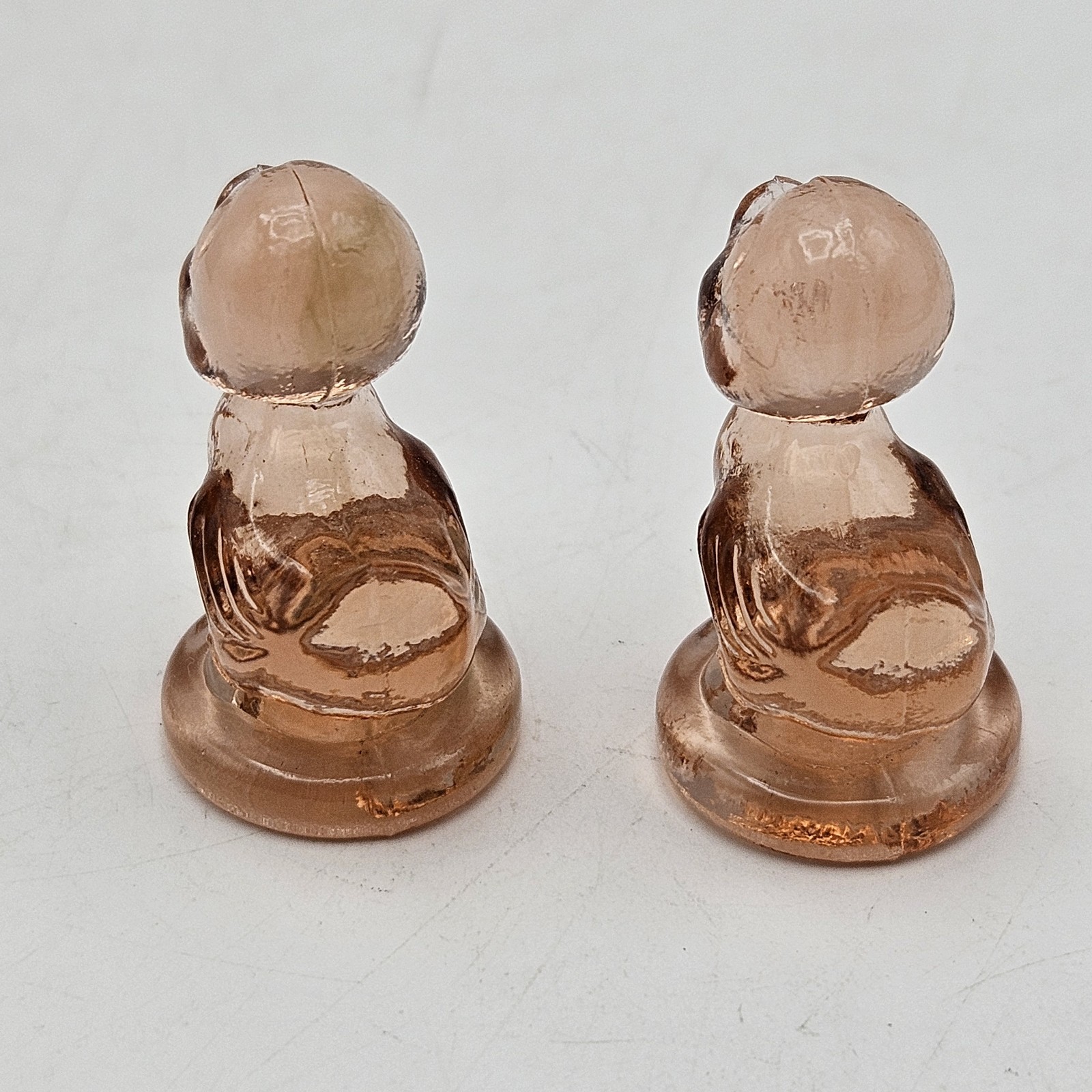 Boyds Glass ~ PAIR ~ Debbie Duck Ducklings ~ Light Rose ~ 1 1/2 inches