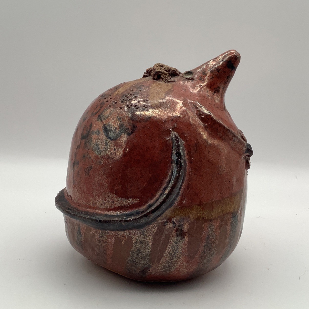 Vintage Red ware Pottery Rat Bank OOAK antique Studio Pottery Mouse Unique