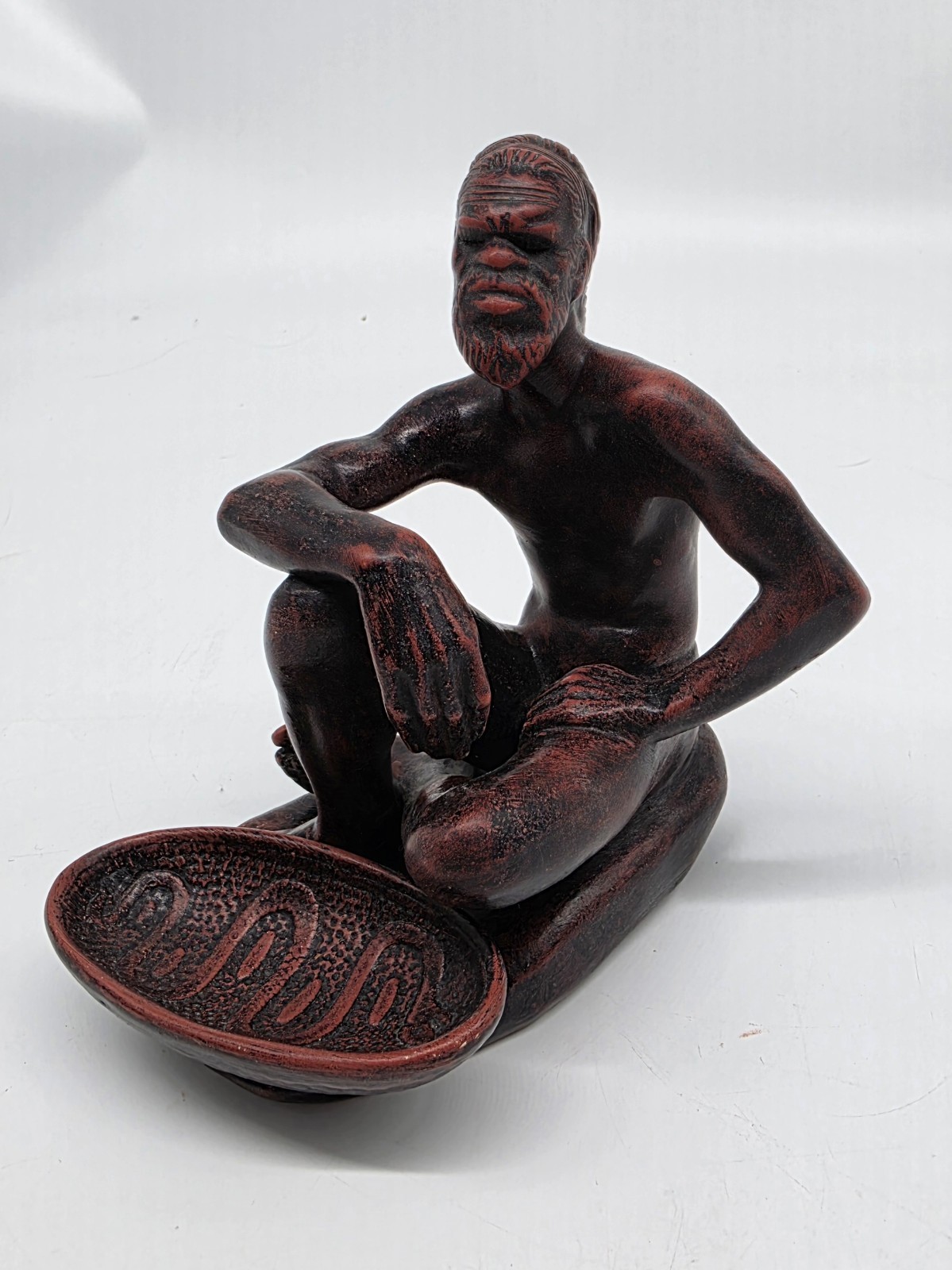 RARE Takacs Studio Australia Aboriginal Man and Coolamon Pottery Figurine