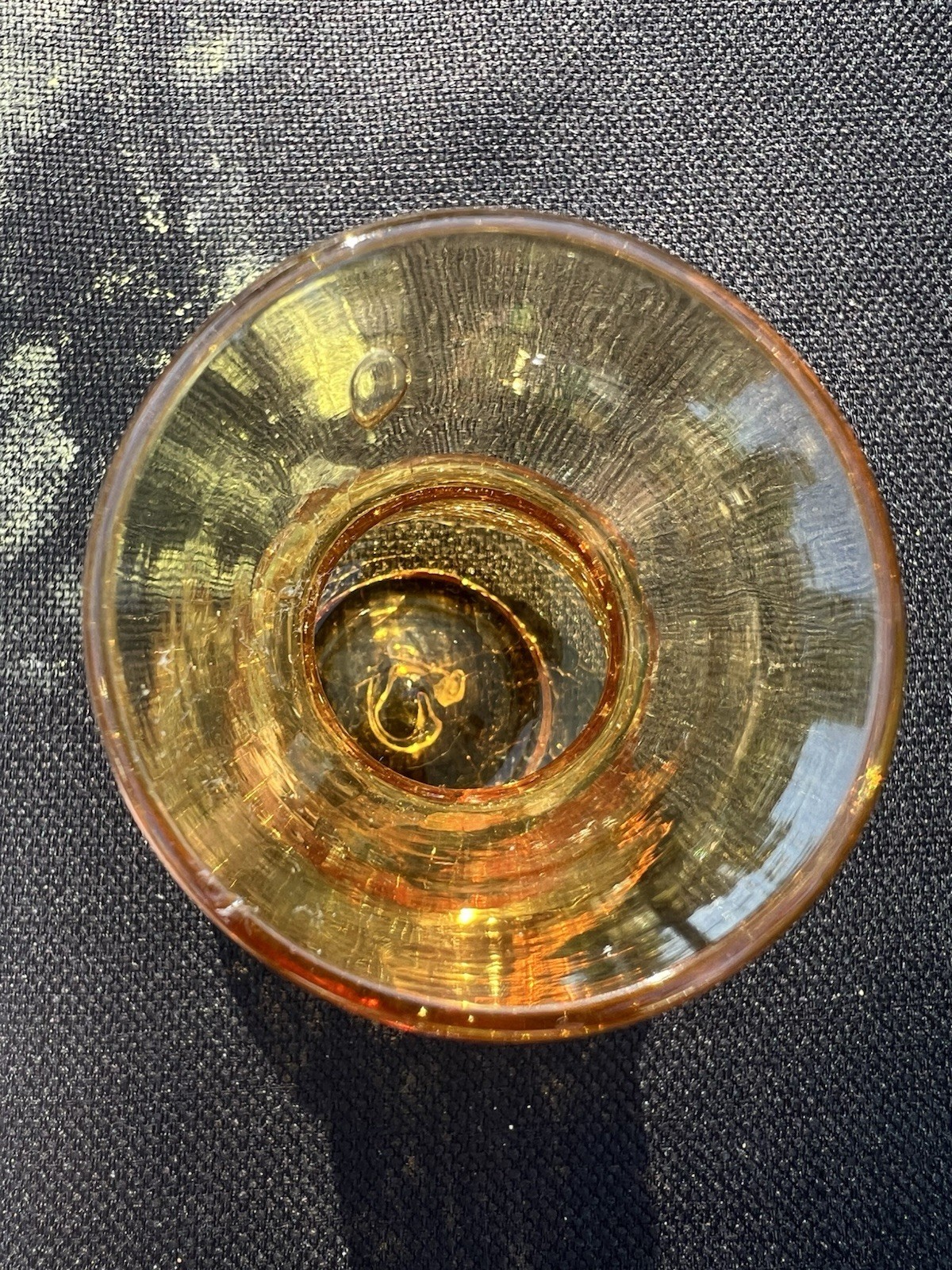 Vintage Amber Crackle Glass Vase Hand Blown Art Glass Honey Gold MCM Decor