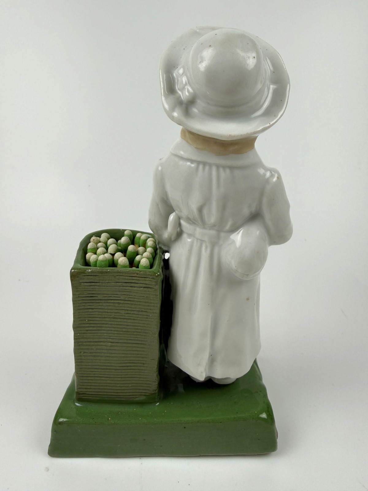 Antique German Conta Boehme Porcelain Match holder bud vase boy puppy figurine