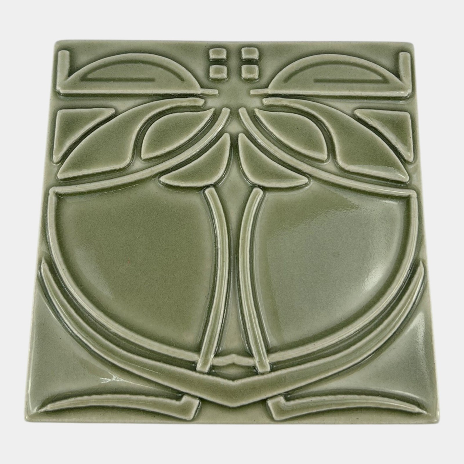 Motawi Tileworks Arts And Crafts Style Green Art Nouveau Stylized Tree Tile