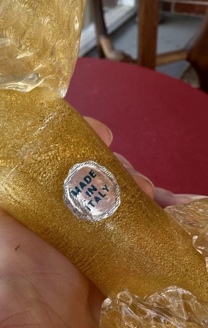 Vintage MURANO Clear Gold Aventurine Poodle Art Glass Sculpture – Broken READ