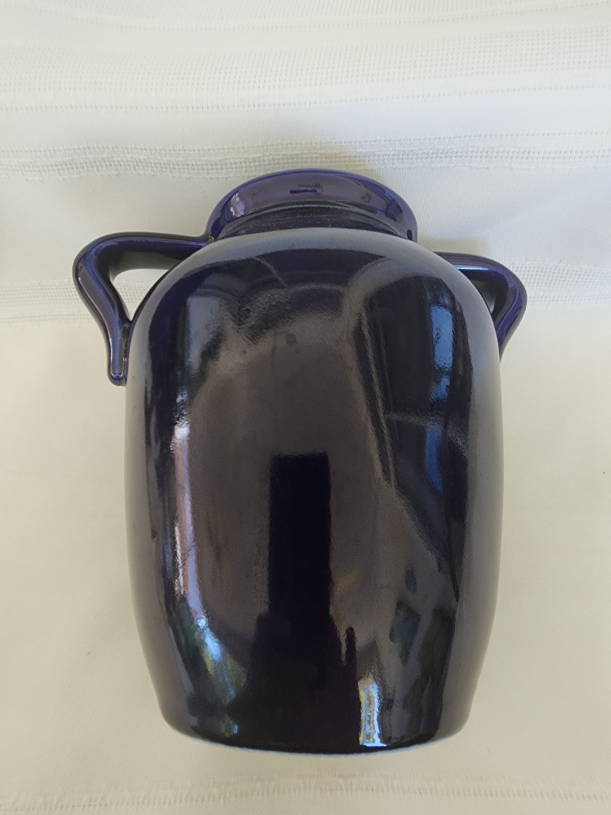 McCoy Pottery Signed 150 Year Anniversary Cobalt & Gold Handled Oil Jar or Vase