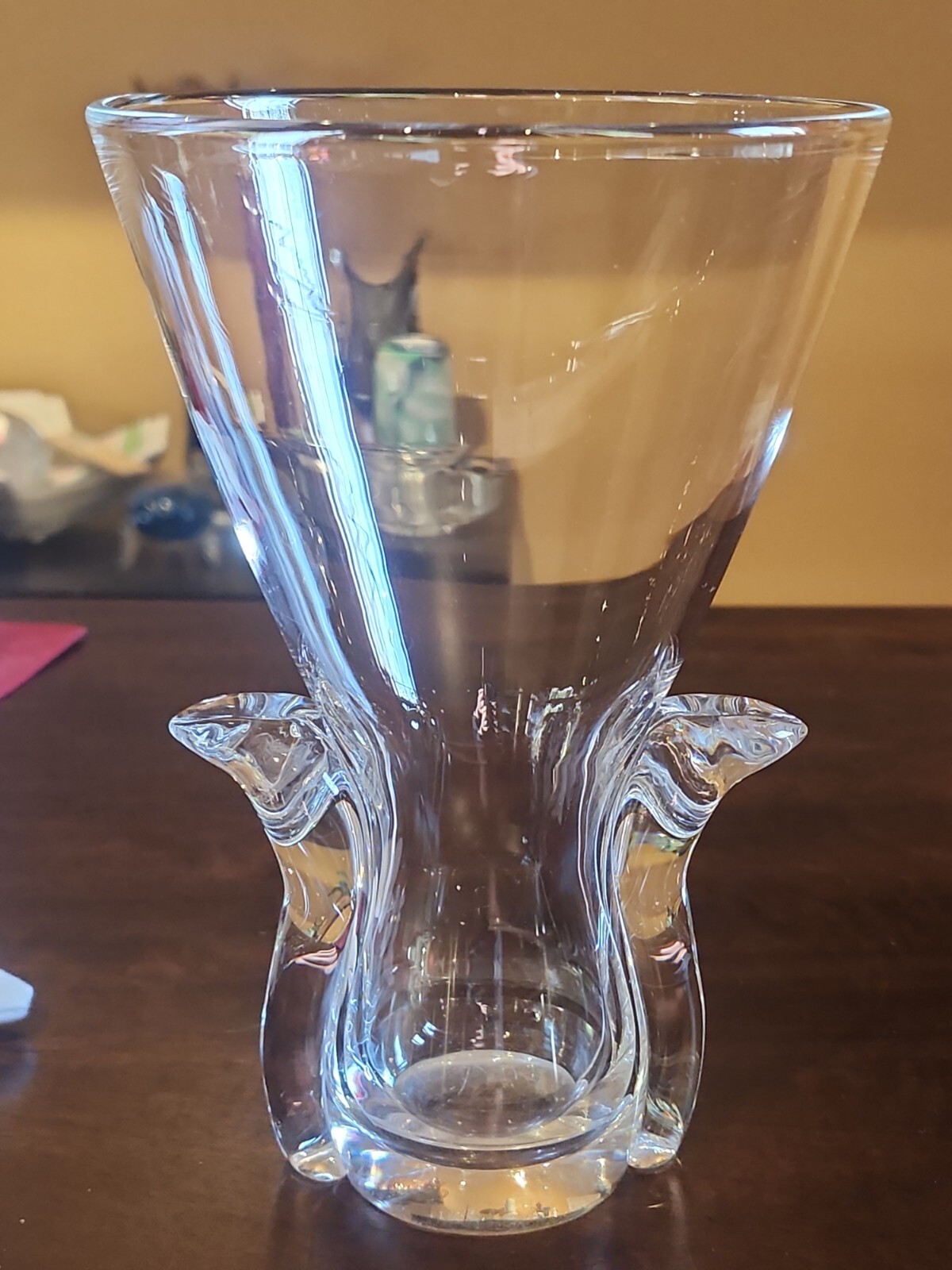 Vintage Steuben 7-5/8″ Crystal Lyre Vase #8113 Lloyd Atkins Design