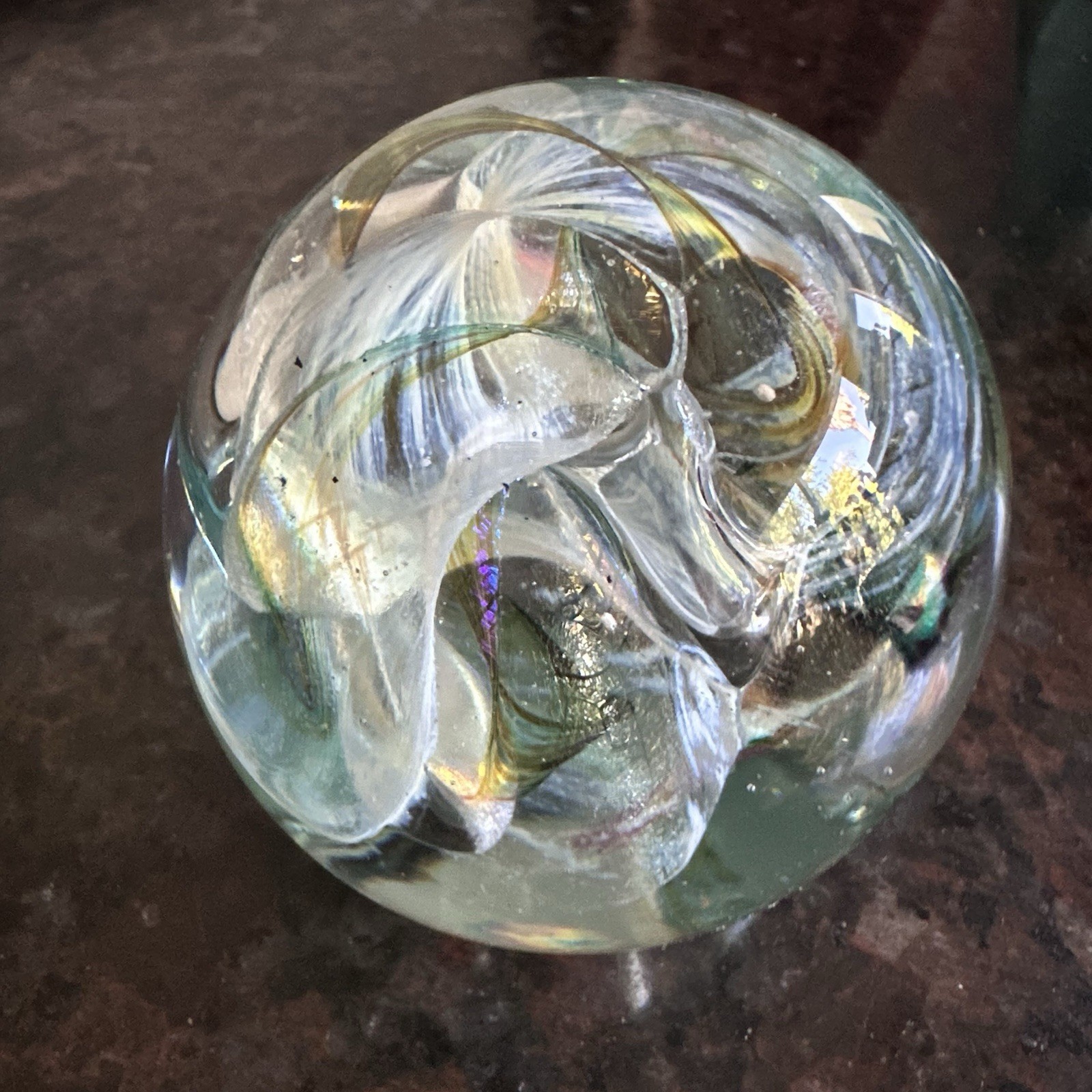 Robert Held Art Glass Swirls Galaxy 2.25” Paperweight Signed