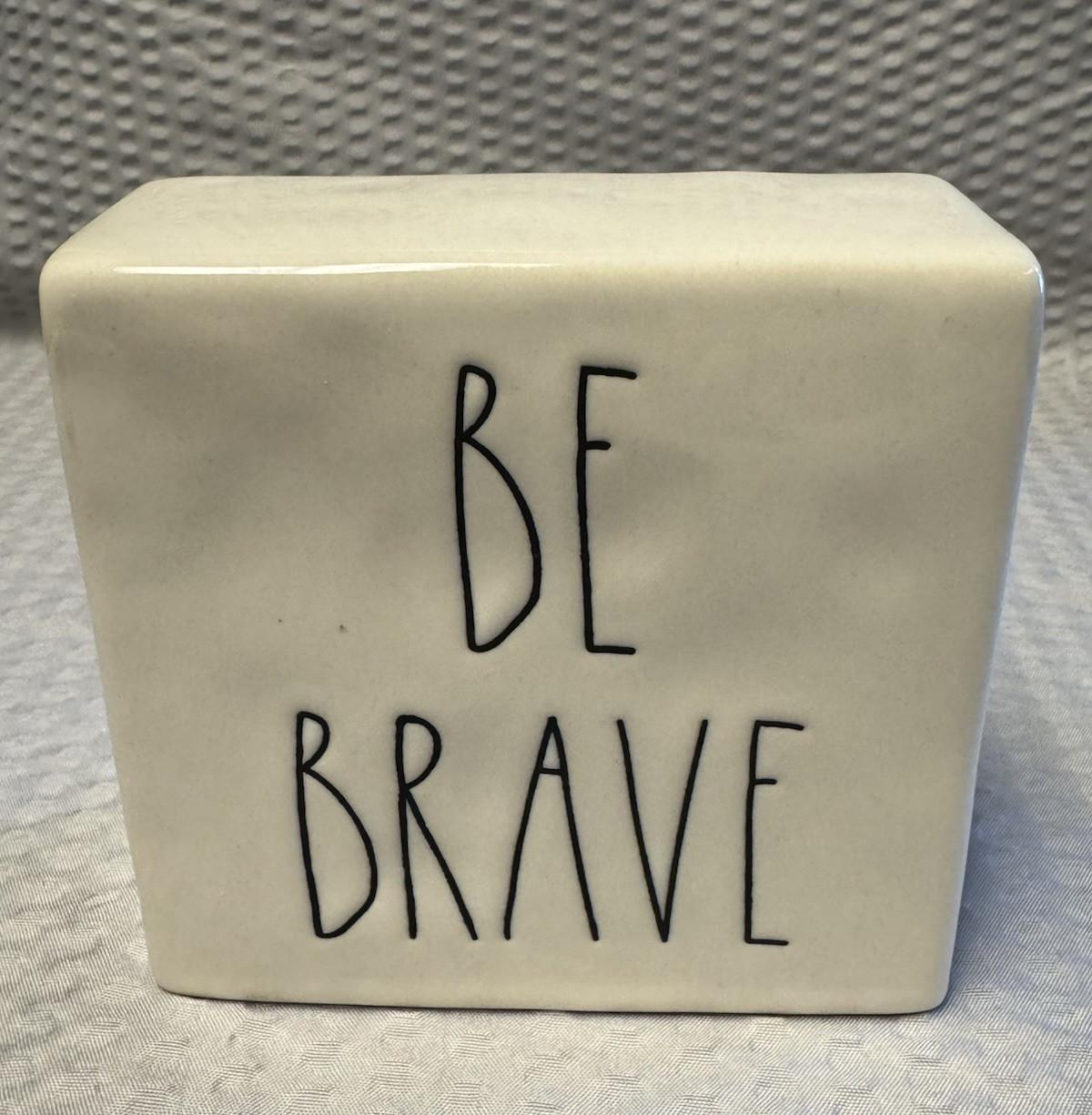 Rae Dunn Be Brave / Work Hard Large Letter Desk Block Paperweight 4″x4¼”x1¾”