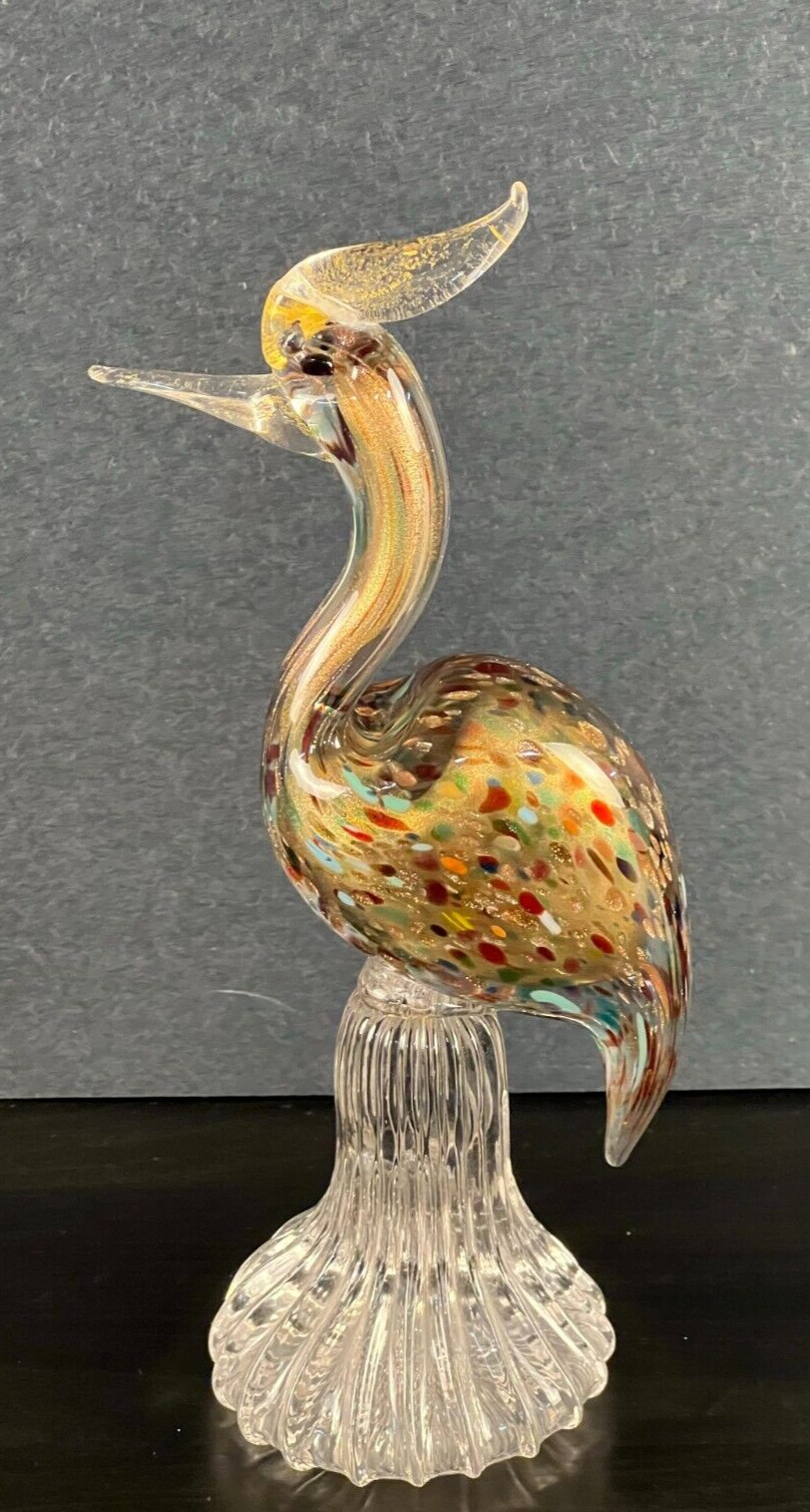 Amazing Vintage Peacock Multicolored Art Glass Figurine