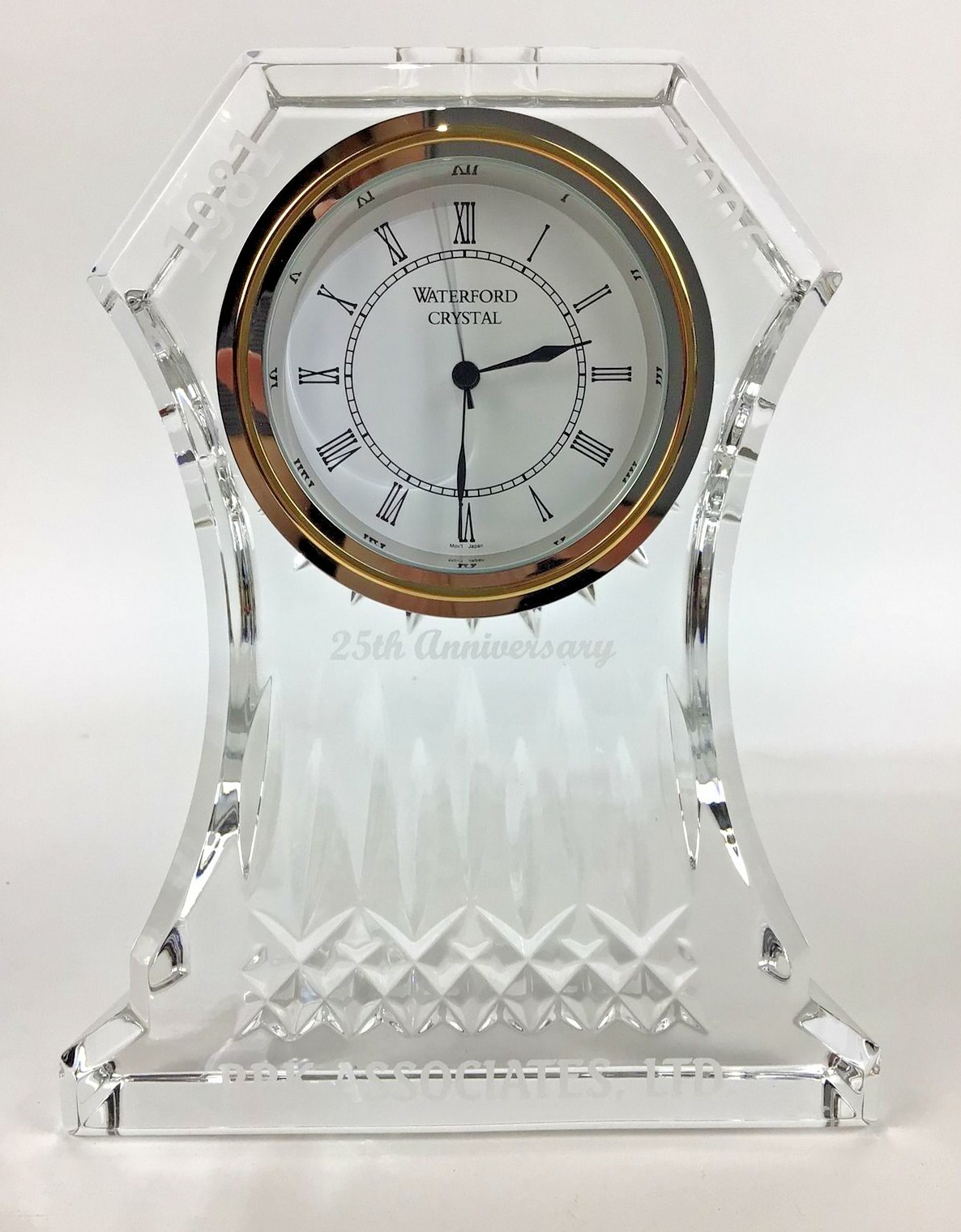 Waterford Crystal Lismore Desk Clock Made in Ireland #107753 **Has Engravings**