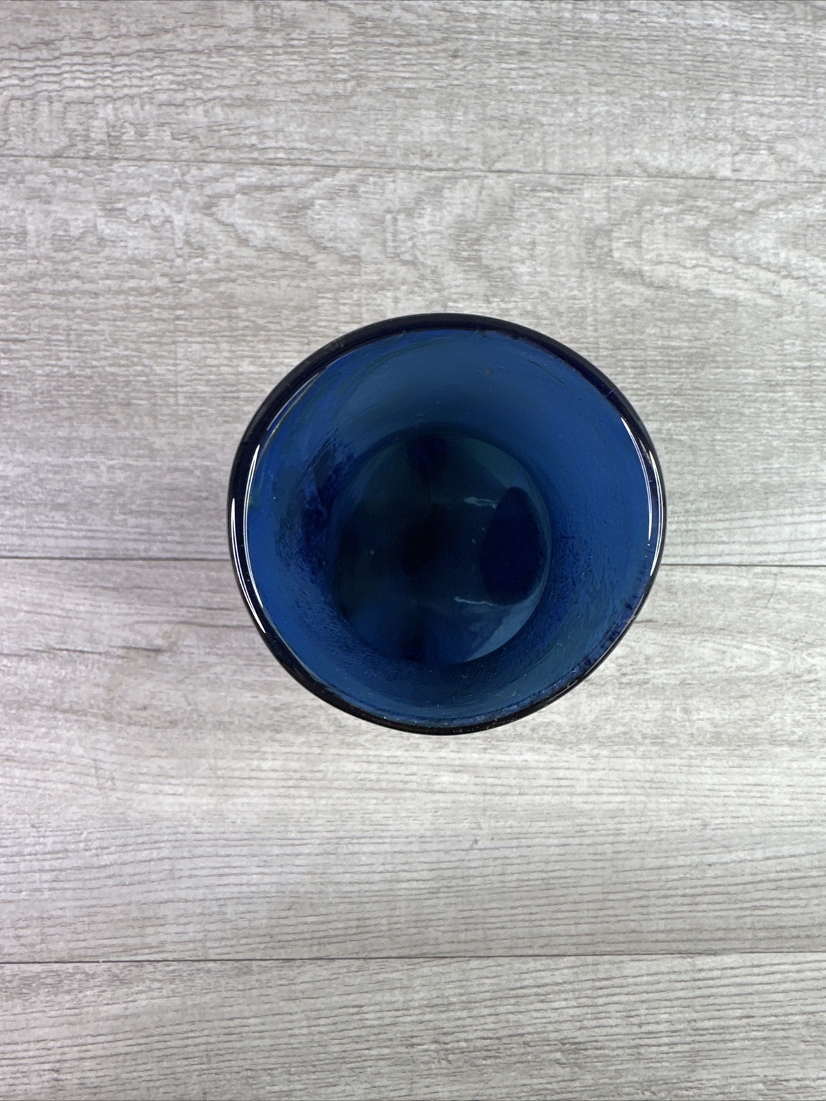 Unbranded Deep Blue Hand-Blown Art Deco Glass Vase 7″