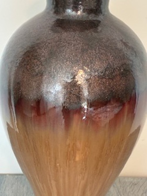 Vintage 13.5″ Reactive Glaze Vase – Metallic Glitter Shine – Gorgeous Condition