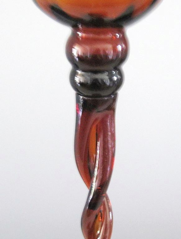 Vtg EMPOLI 15.75″ Tall AMBER ART GLASS TWISTED STEM CANDLE HOLDER Italy MCM