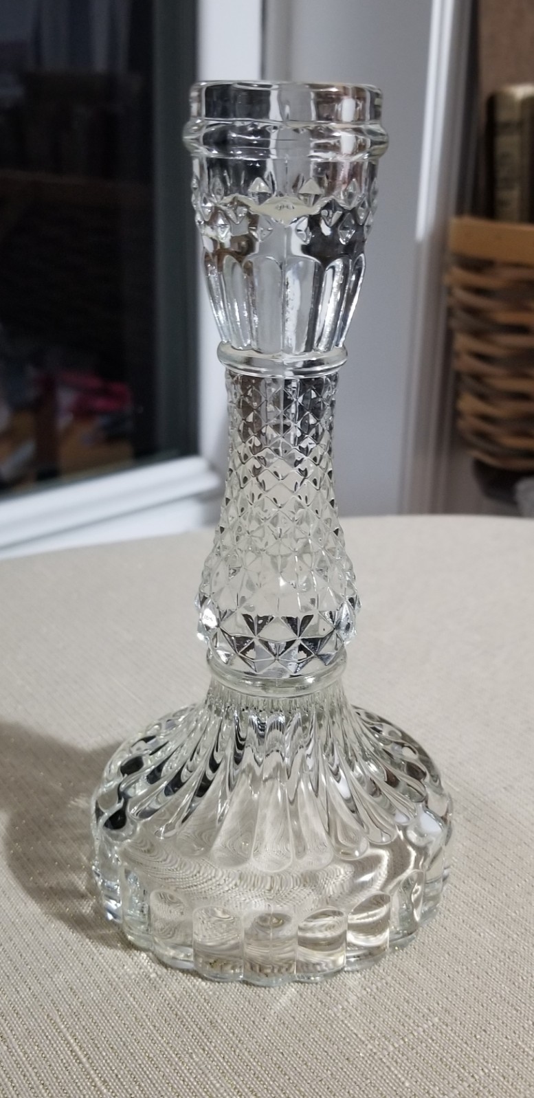 Clear Pressed Glass Candlestick – 6.75 Inches Tall