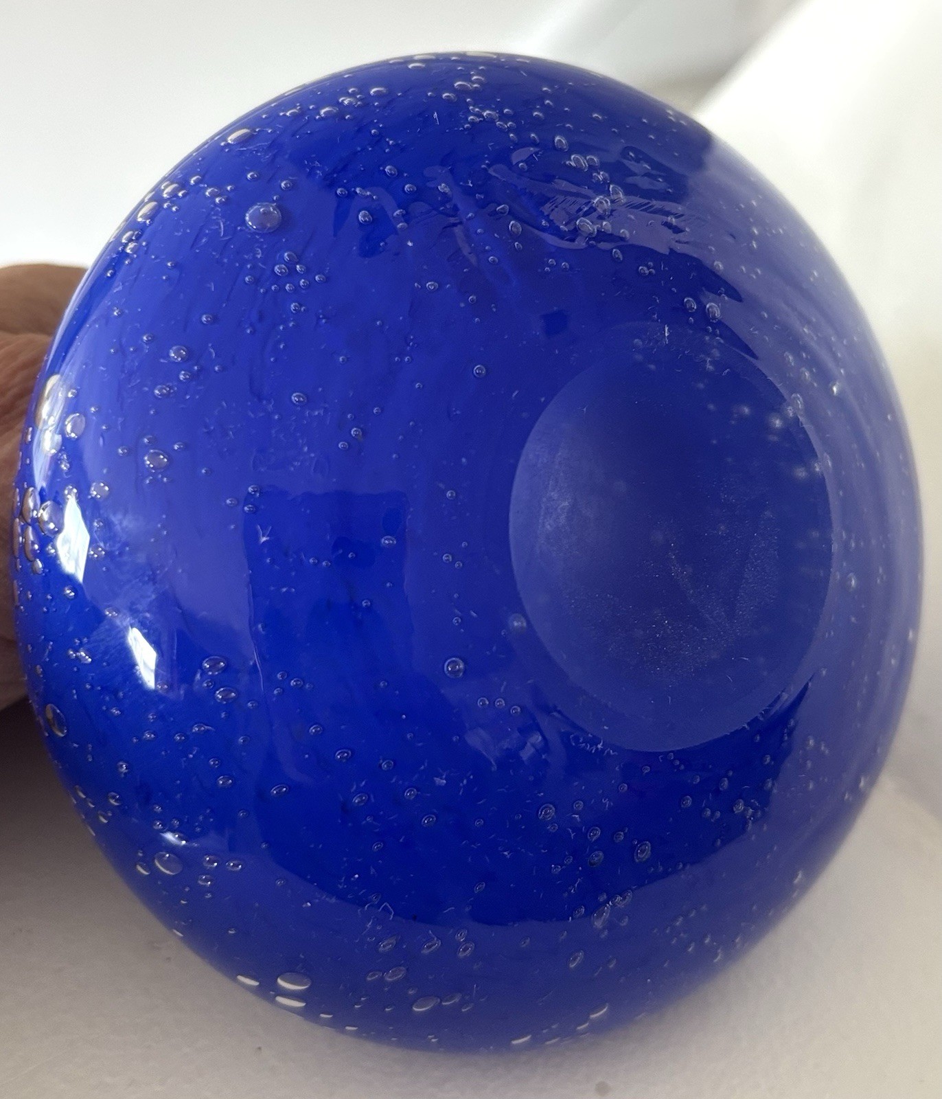 Glass Art Cobalt Blue Bubble Small Vase 3 Inches Tall