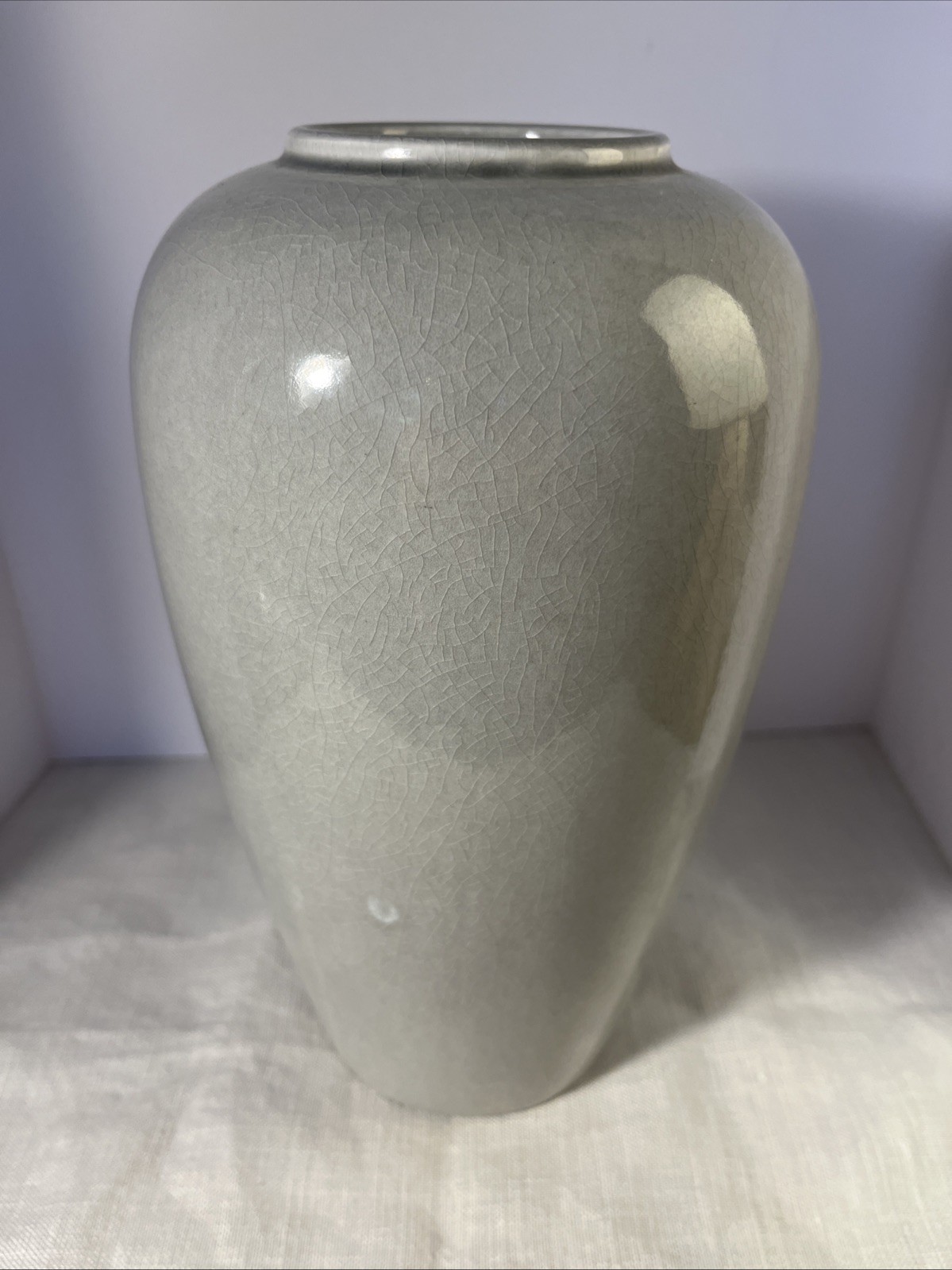 Royal Haeger Pottery Vase Light Gray 10 Inches Tall VTG MCM Minimalist Decor