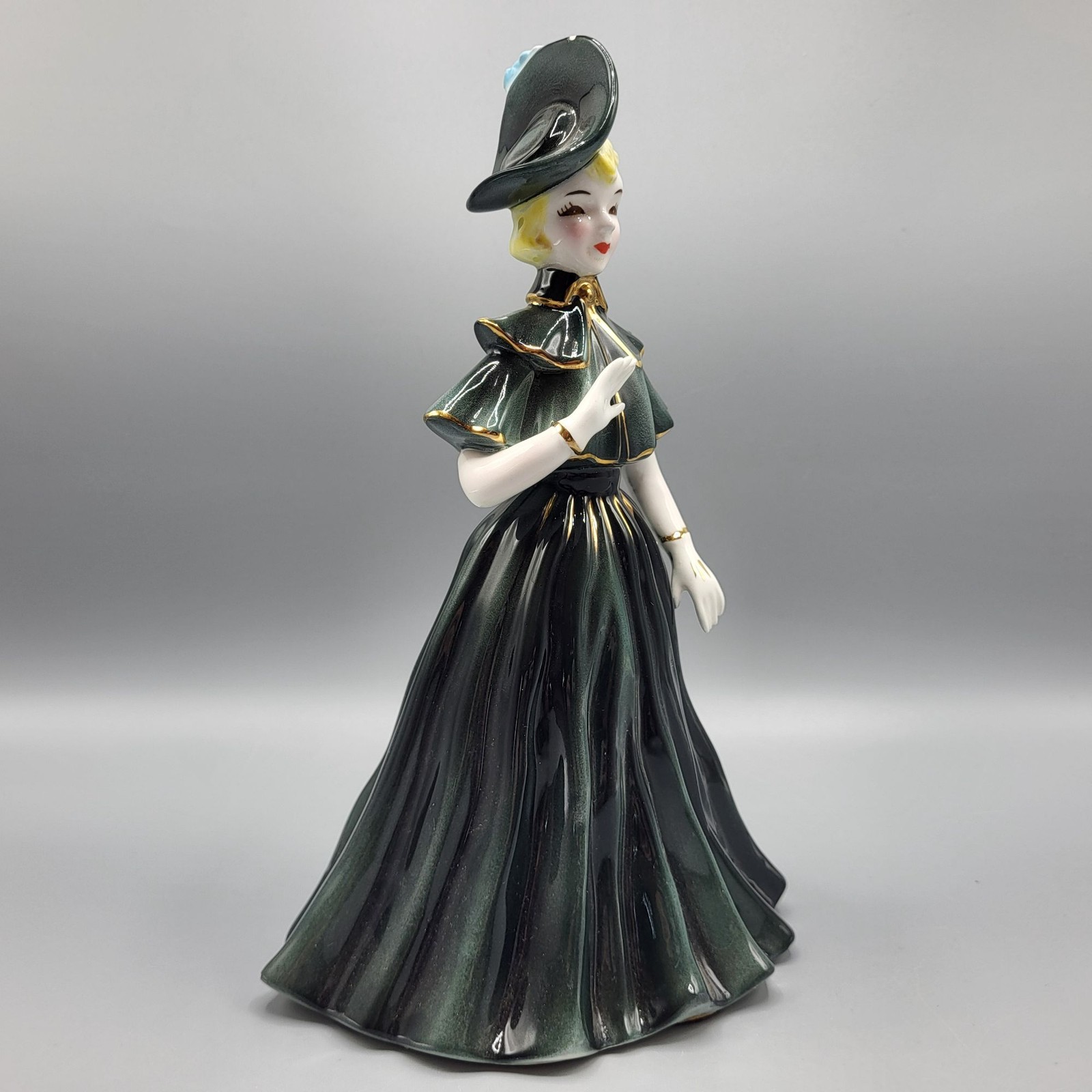 Vintage Norcrest Fine China Figurine Woman In Elegant Dress & Hat *READ*