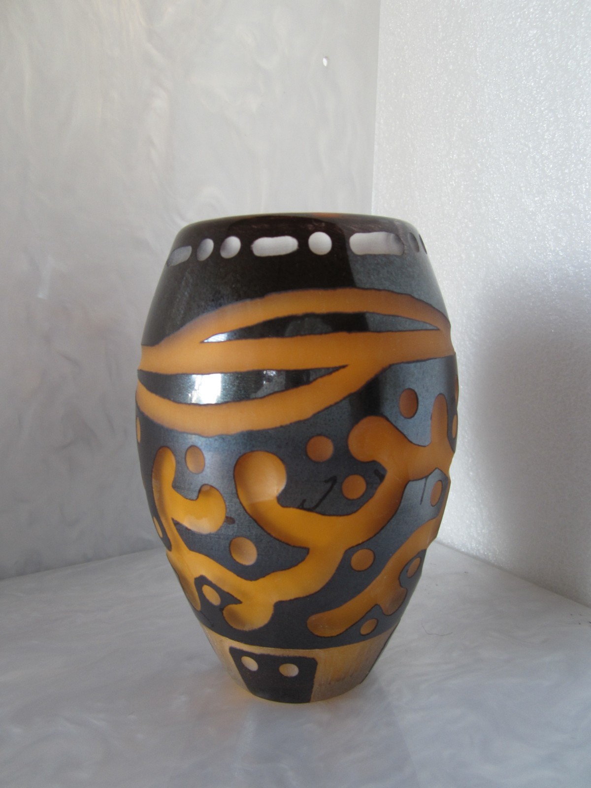 RARE ANTIQUE 1920’s ART DECO CHARLES SCHNEIDER (1881-1953) FRANCE ART GLASS VASE
