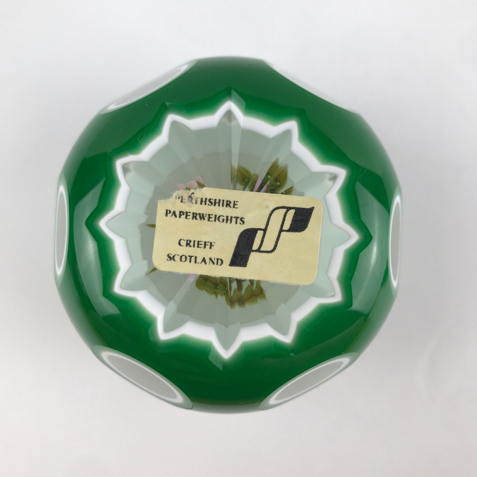 Perthshire 1998B Miniature Double Overlay Flower Bouquet Faceted Paperweight