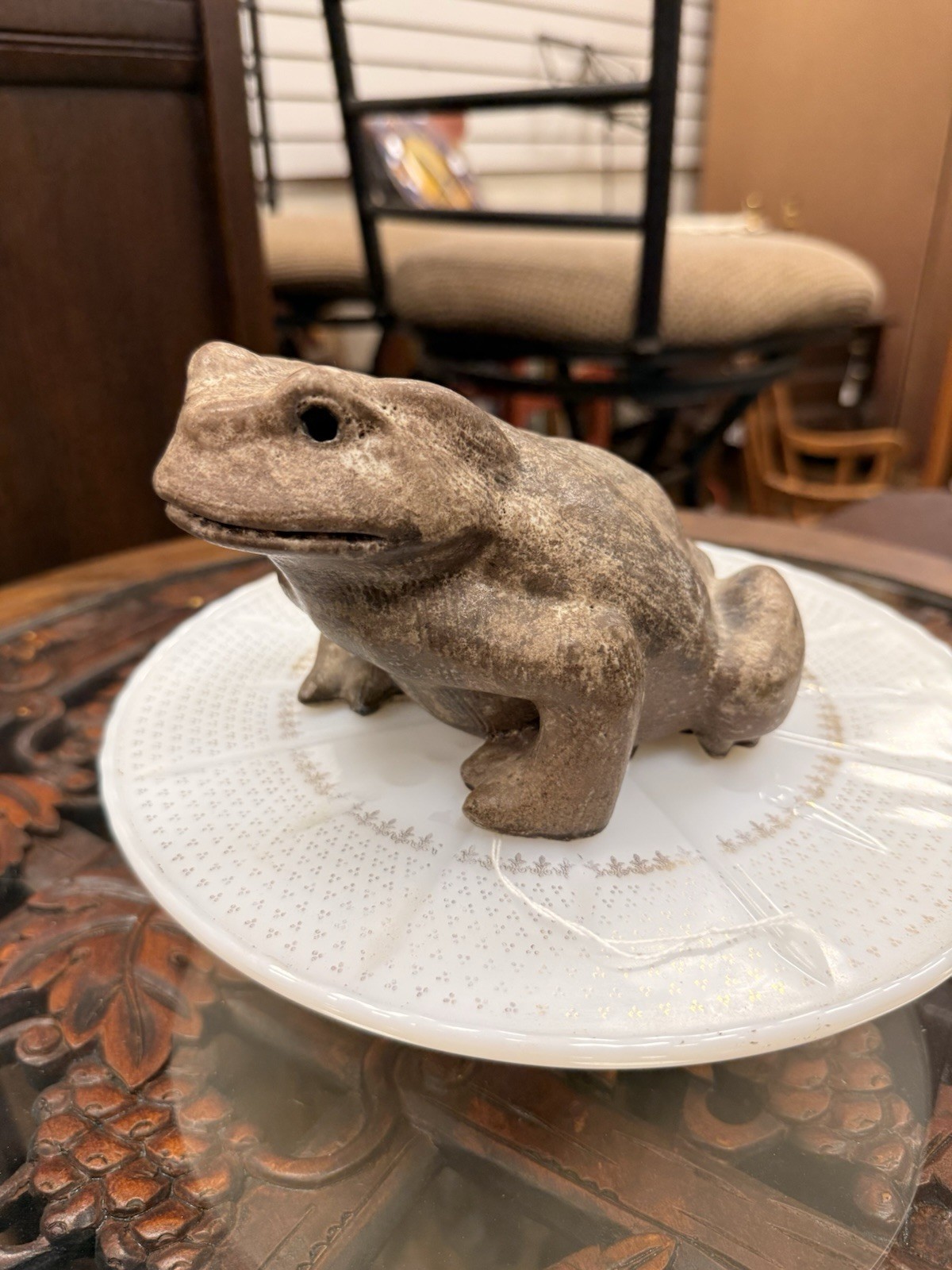 Vtg Peters Pottery Nutmeg Large 5×7 Frog, Old Matte Glaze Mississippi Pottery