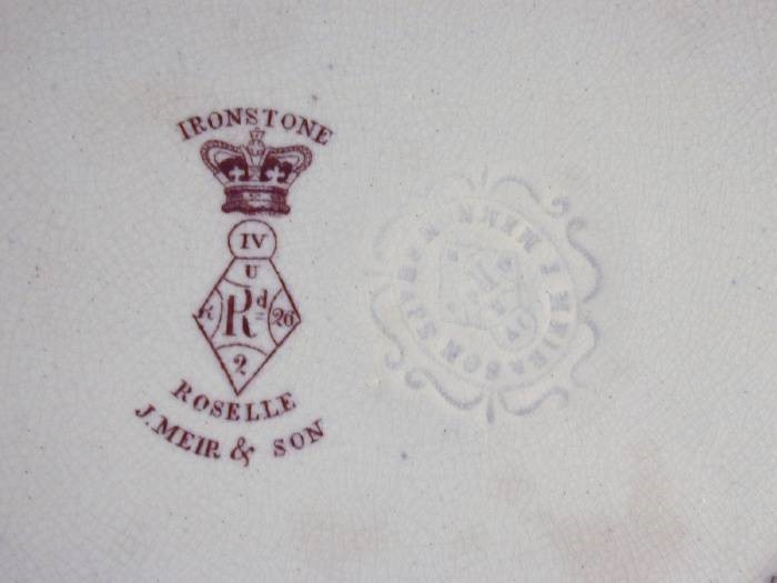 Mulberry Roselle Ironstone Plate Transfer Ware J. Meir Son Staffordshire England