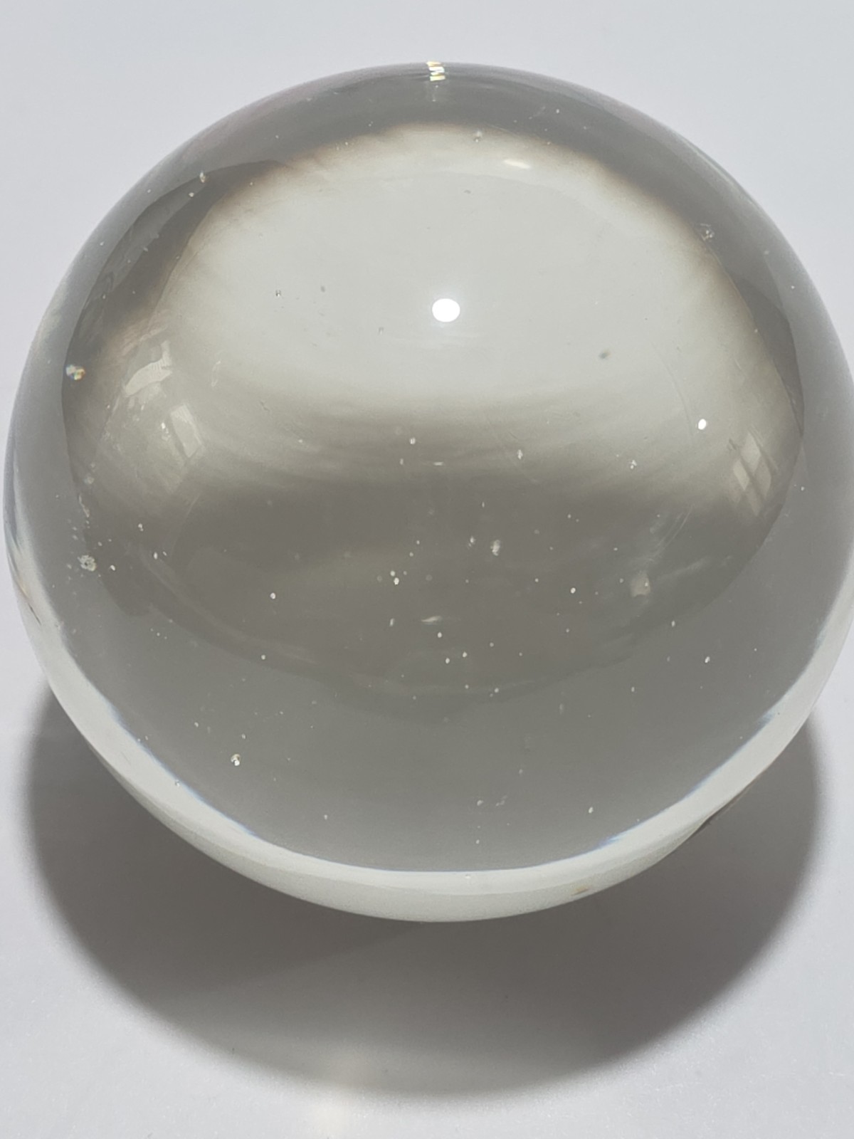 Clear Round Paperweight Art Glass Sphere Ball 3″ Tiny Bubbles