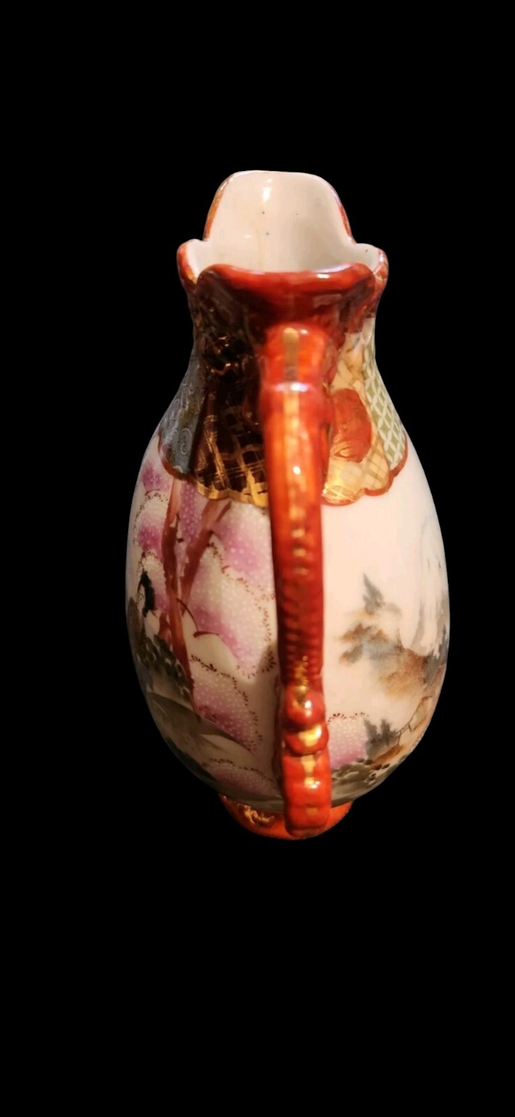 Genuine Samurai China Hand Painted 21cm Double Handled Vase – Japanese VGC