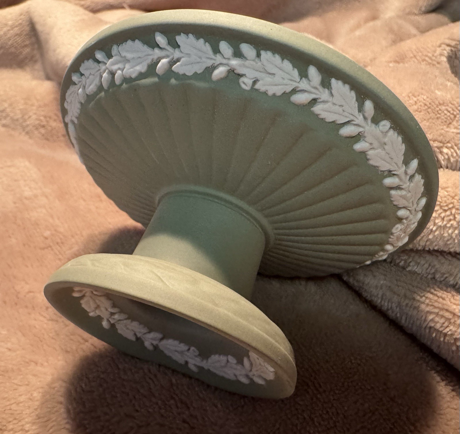 Vintage Wedgwood Sage Green Jasperware Classic Candle Holders 2 Traditional