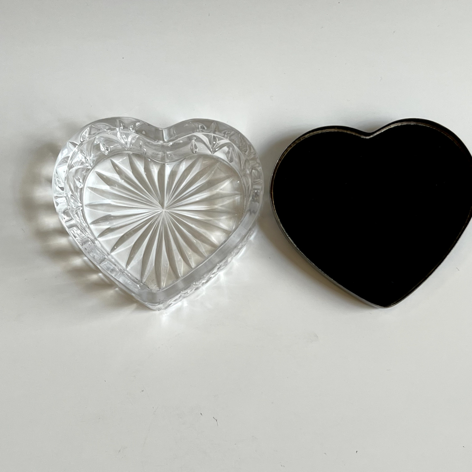 Atlantis Crystal Heart Box Silverplated Lid Topazio Vintage, Made in Portugal,