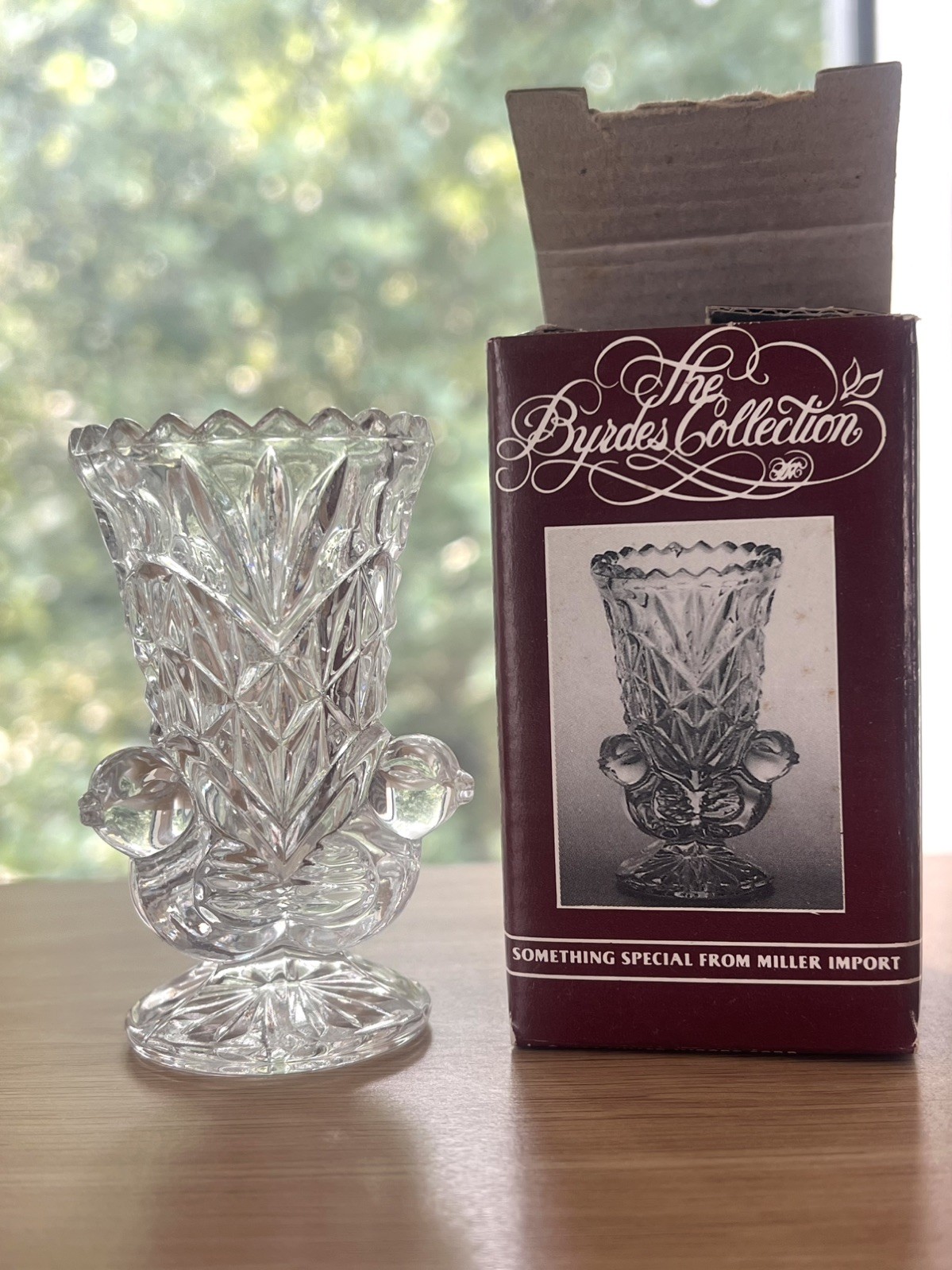 Byrdes Collection 24% Lead Crystal Mini Bird Vase 3” Bavaria Germany with Box