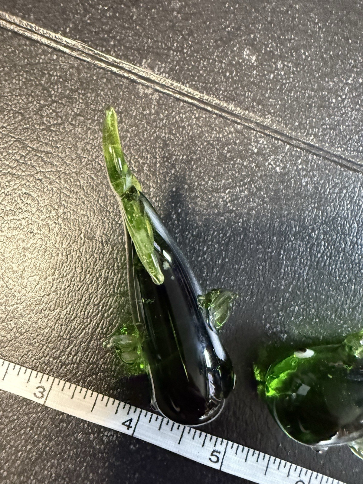 Vintage Green Glass Whales Paperweight Nautical Unbranded. VGS