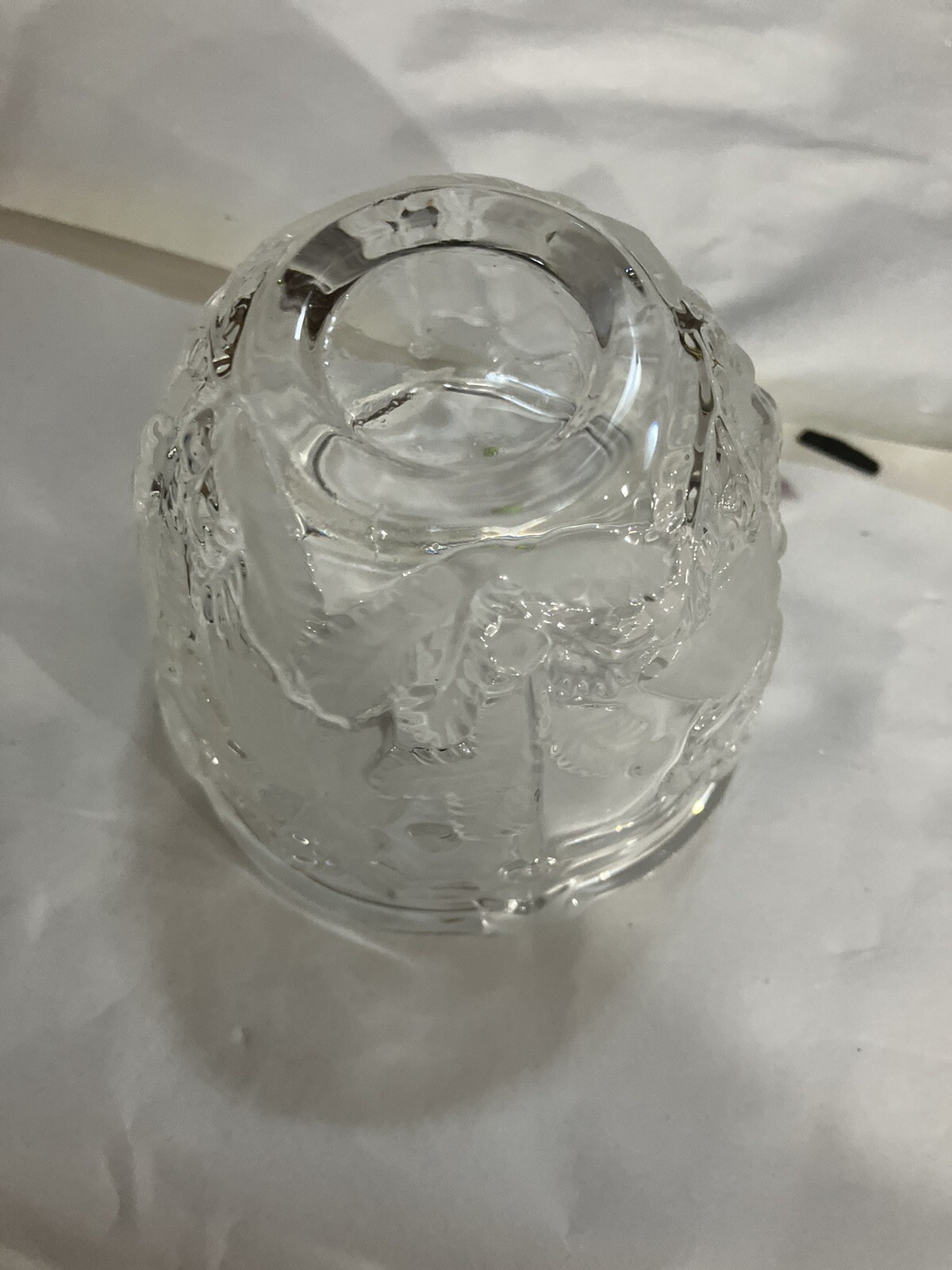 MIKASA HOLIDAY LIGHTS ANGEL BOWL DISH CANDLE WY835/610 FROSTED ETCHED GLASS BOX!