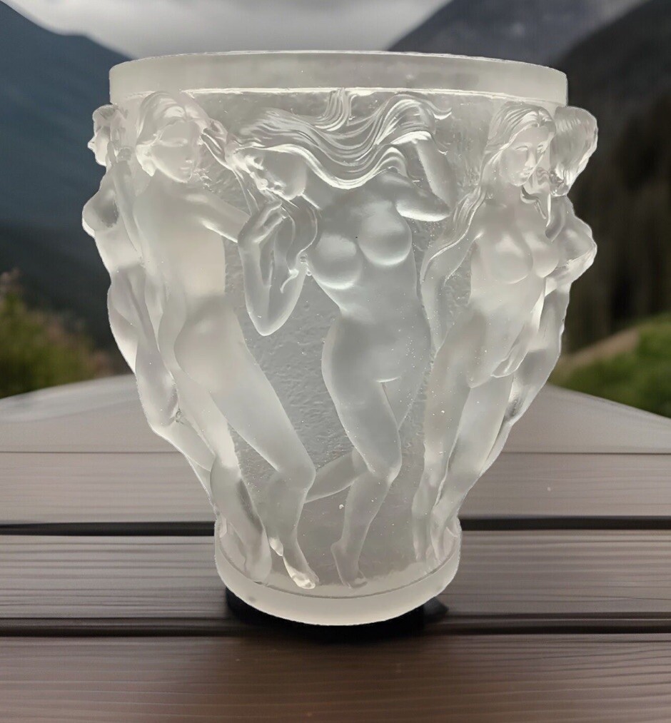 Xl Bacchantes Nude Clear Ladies Crystal Vase H10” Heavy 11llb Maker Unknown