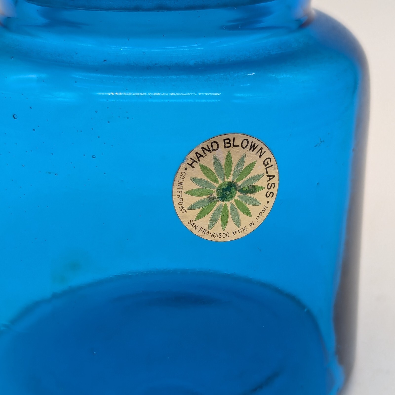 Counterpoint San Francisco Handblown Blue Glass Jar With Lid Japan