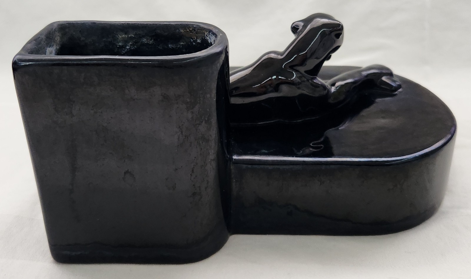 Royal Haeger R638-L Black Panther Cat Planter Bookend Vintage Very Rare Find