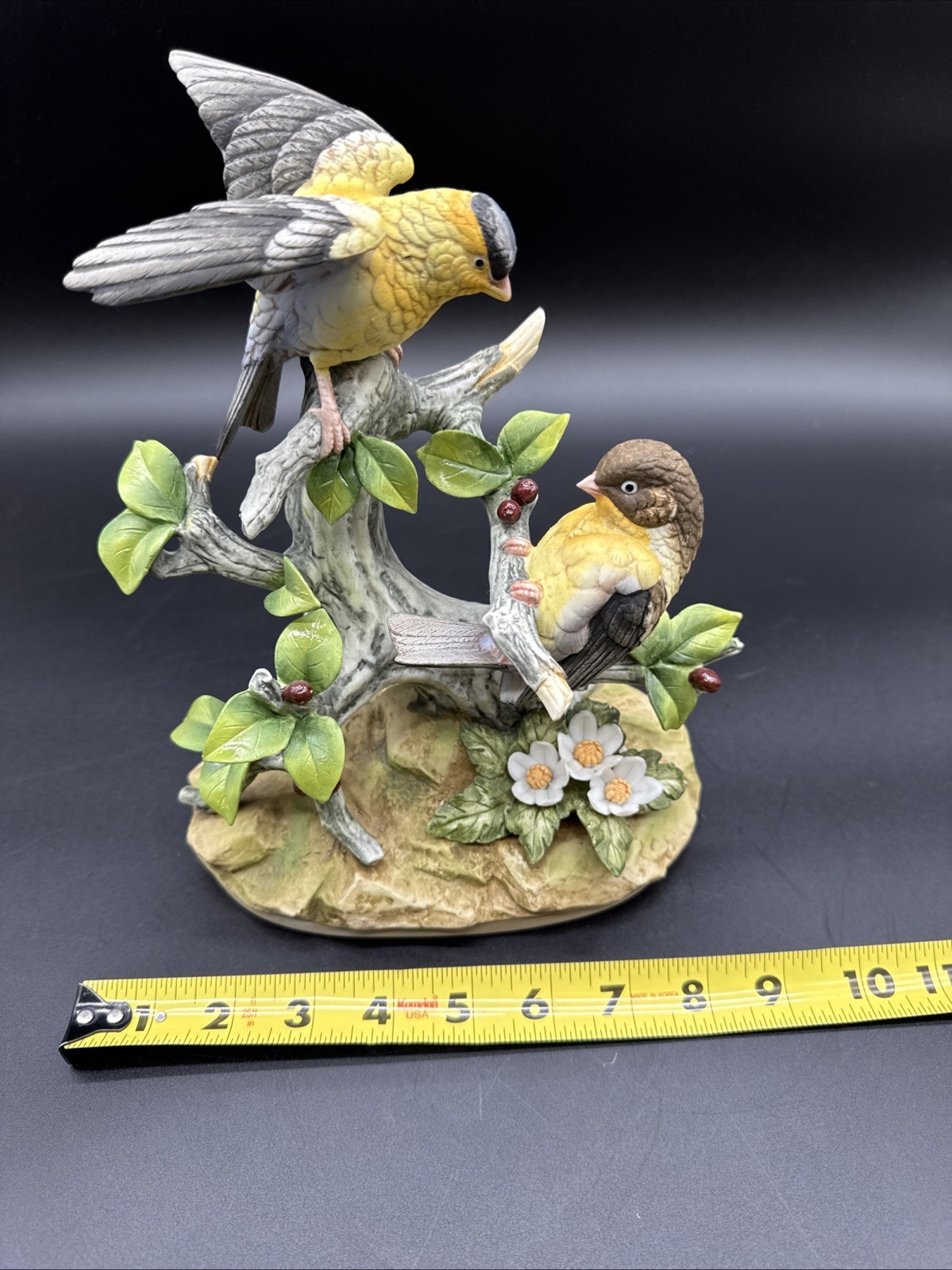 Andrea by Sadek Goldfinch porcelain bird figurine, hand painted, 11 in