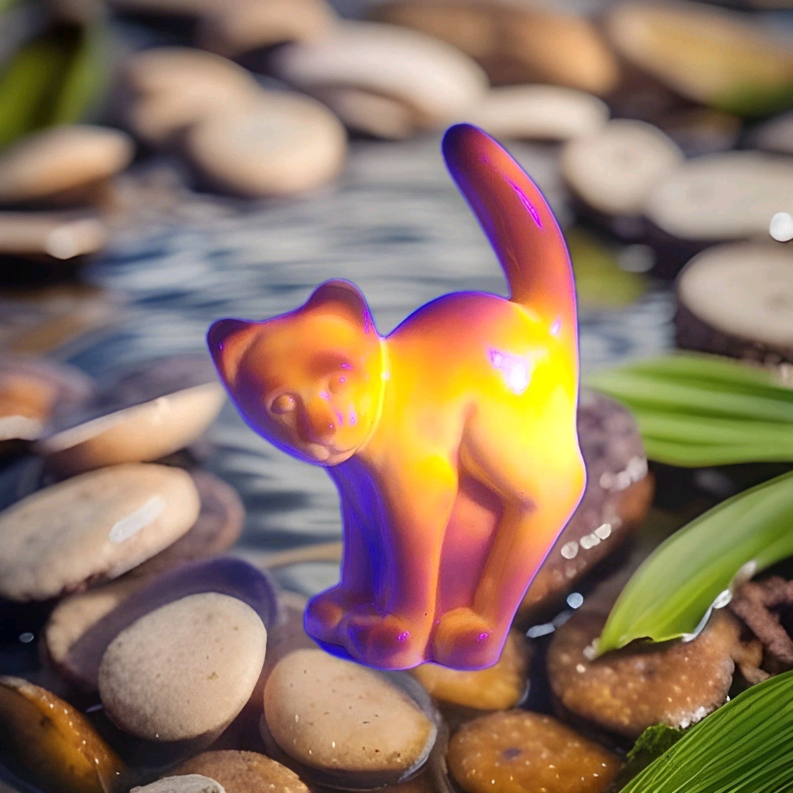 Scary Cat Mosser for Fenton Mold Art Glass Dandelion Yellow Glows UV Ltd