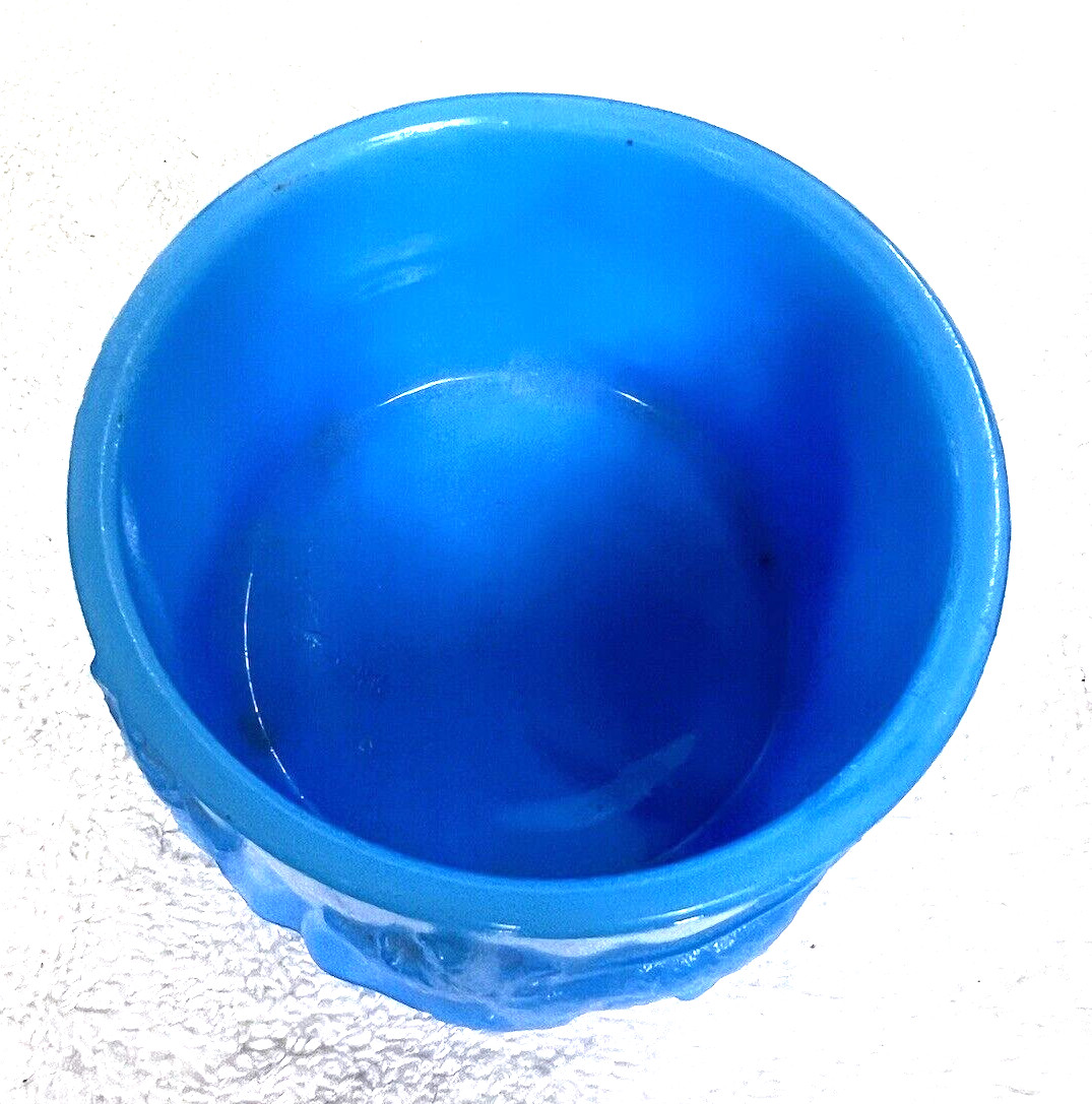 Blue Opaline Milk Glass Scotty Dog Terrier Round Jar Box No Lid 3 3/4 x 2 3/8″
