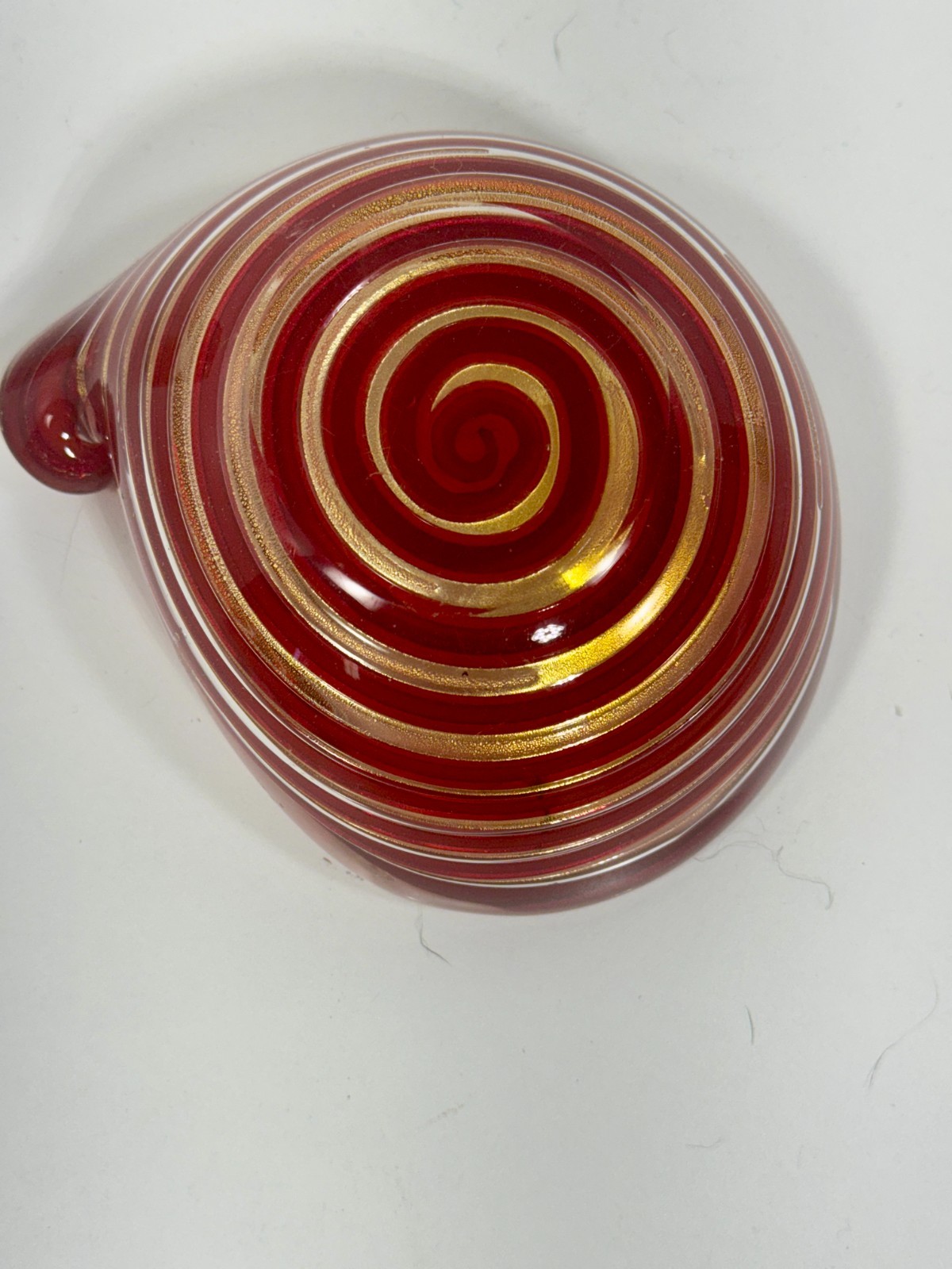 VTG BAROVIER Zebrati Murano Ashtray Red Gold Aventurine Italy