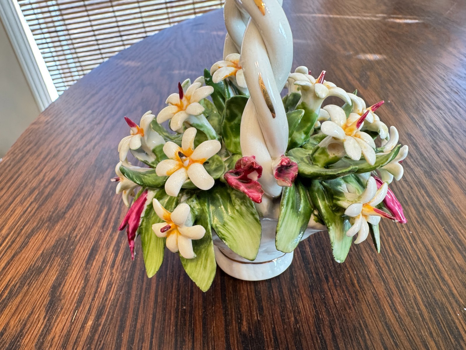 Vintage Capodimonte Style Flower Basket 5″