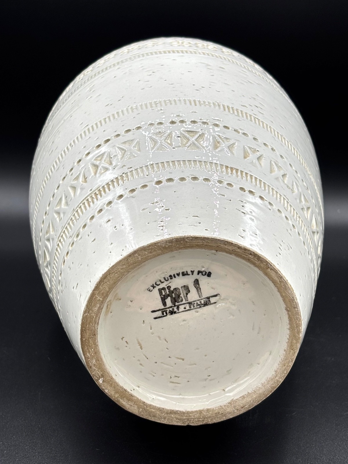 Bitossi White Ceramic Aldo Londi Vase for Pier 1 Has Sticker MCM Signed Italy