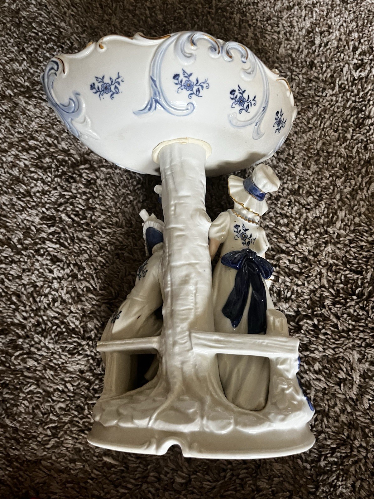 Antique late 1800s figural, Meissen/German style reticulated Bowl Compote