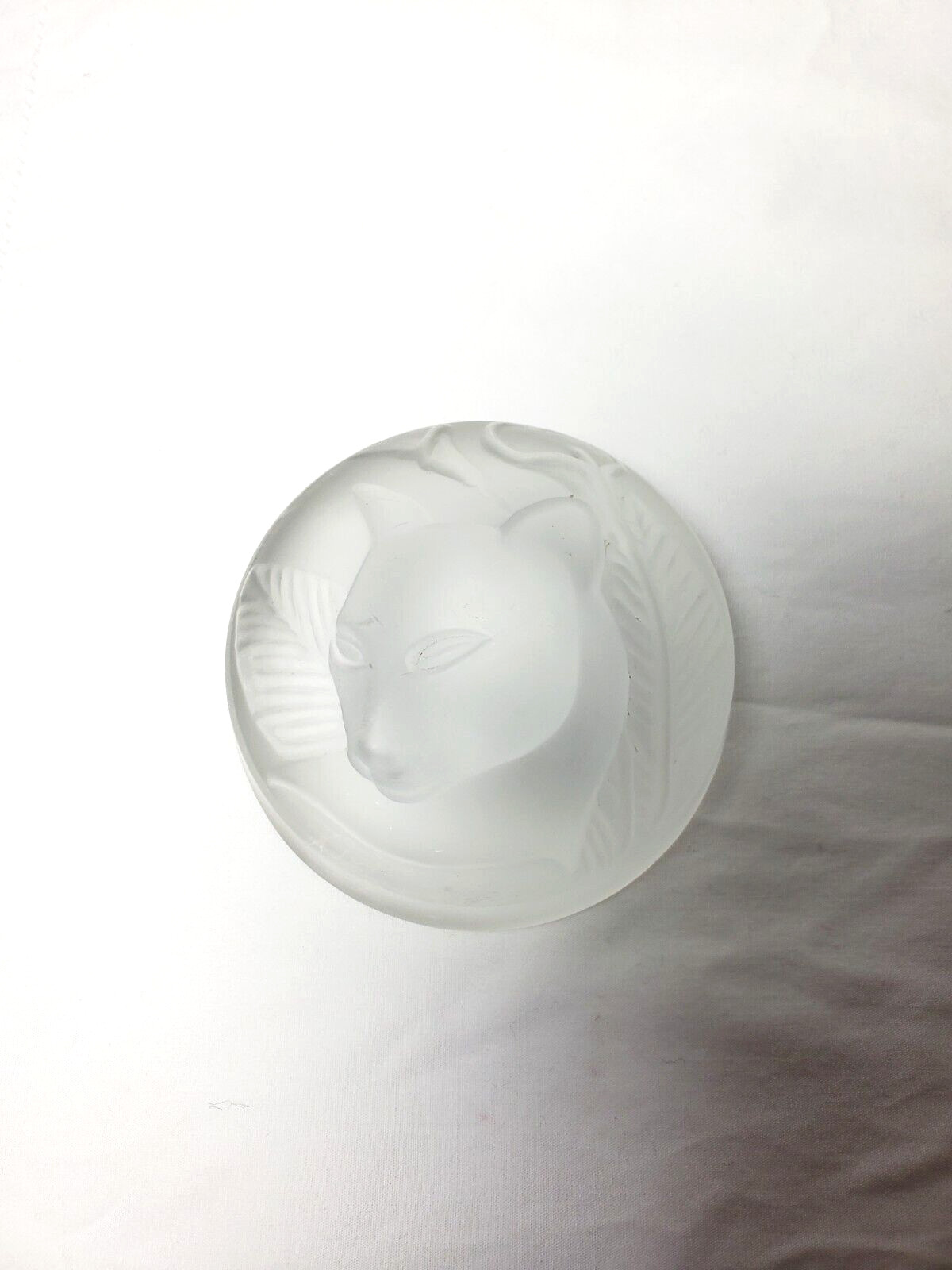 Vintage Panther Frosted Glass Paperweight Wild Cat Jungle 3.5″ Wildlife 3D