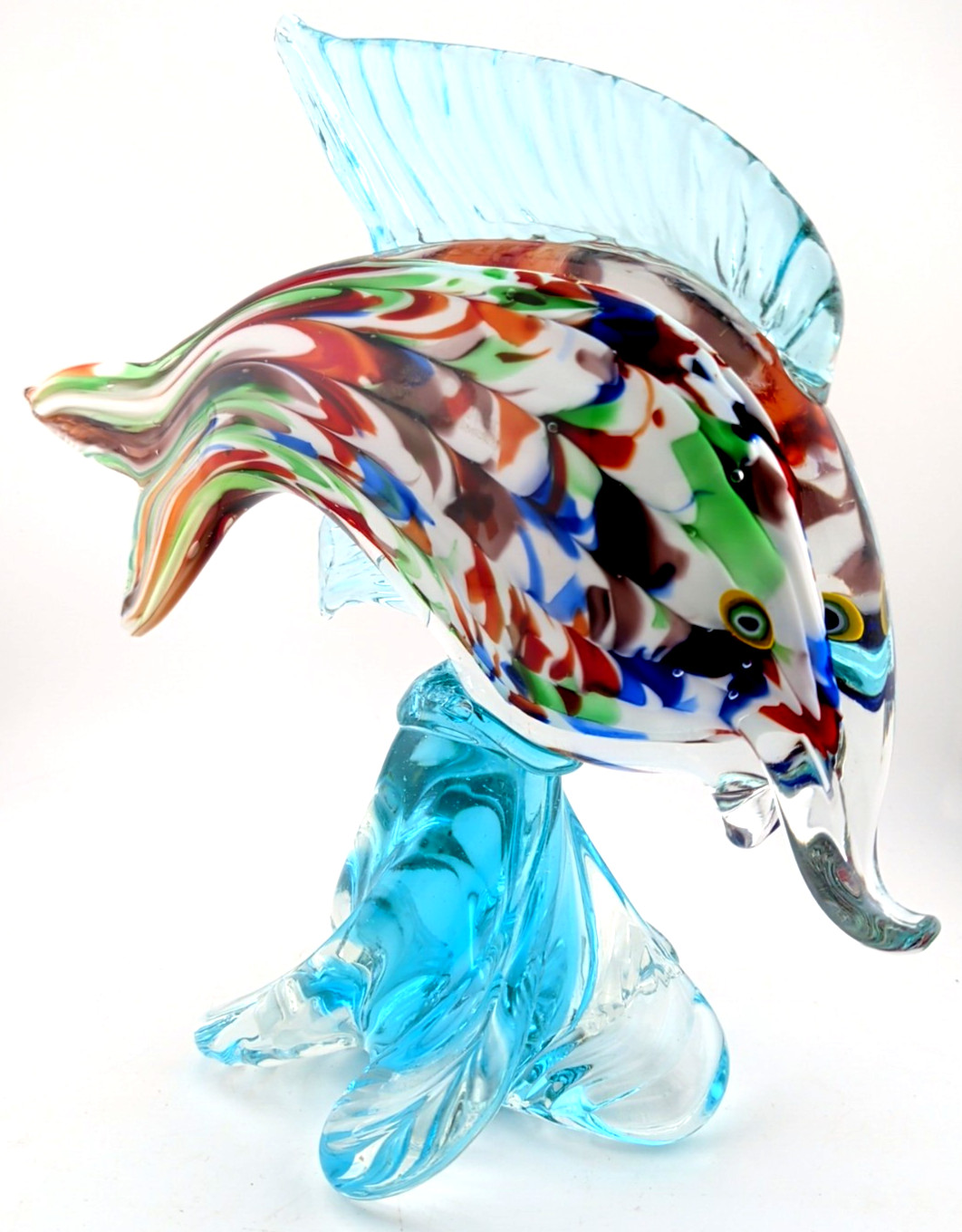 VTG Sommerso Murano Style Tutti Frutti Italian Art Glass Fish Sculpture **READ**
