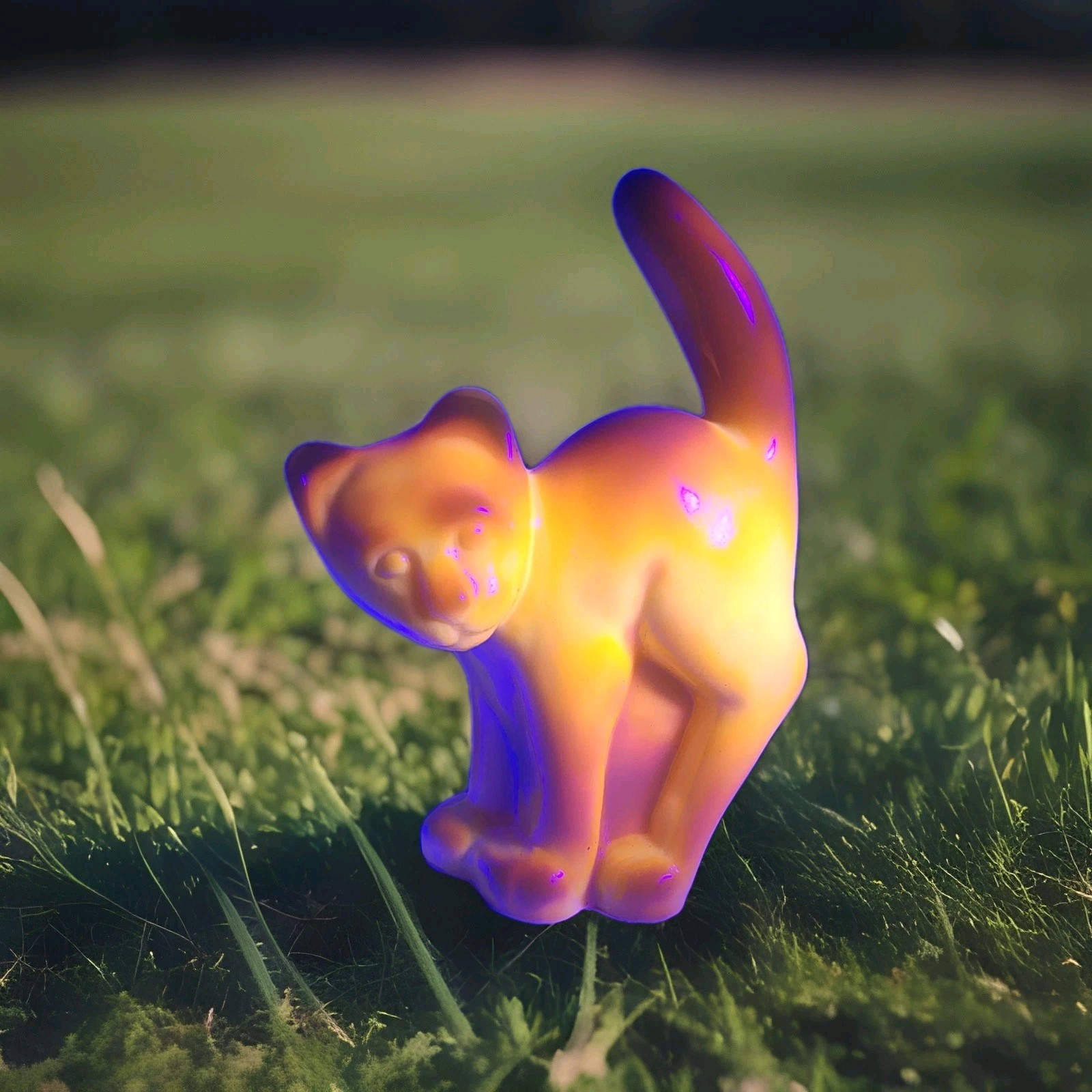 Scary Cat Mosser for Fenton Mold Art Glass Dandelion Yellow Glows UV Ltd