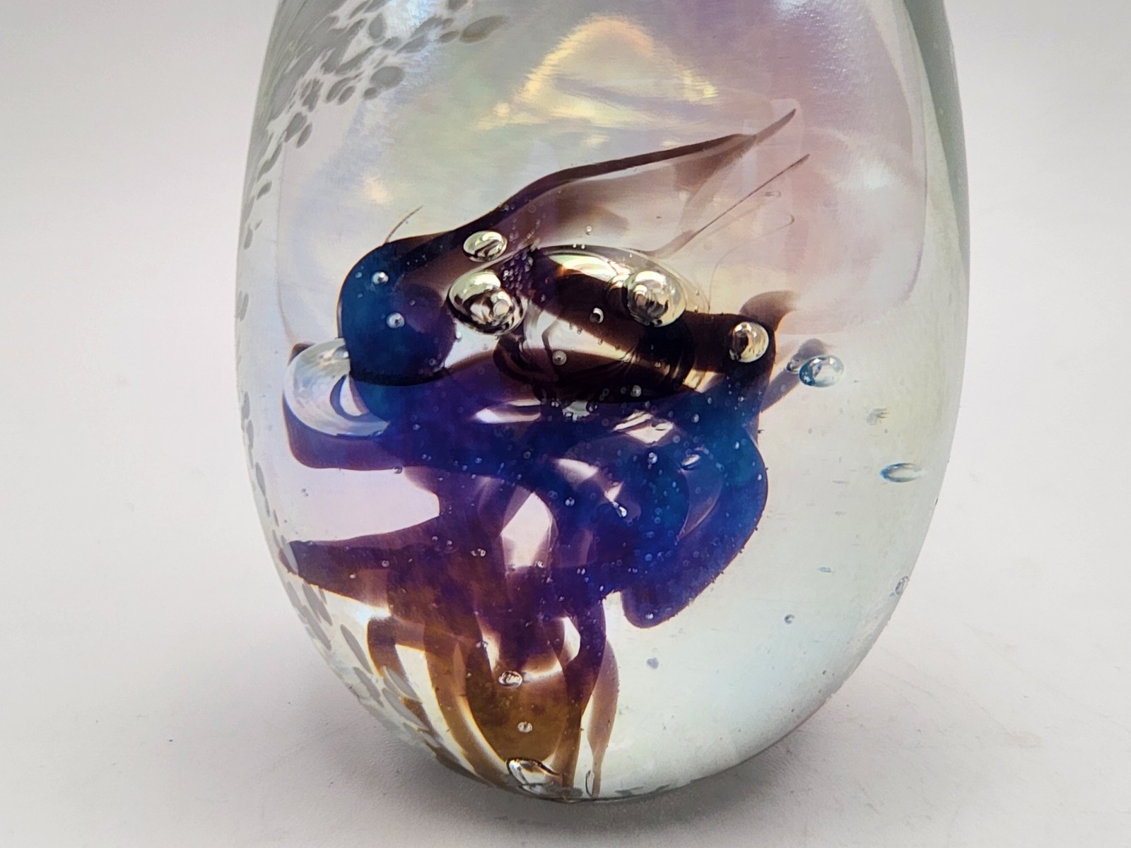 Vintage 1983 GES Glass Eye Studio MSH Mount St Helen Ash 2.5″ Egg Paperweight