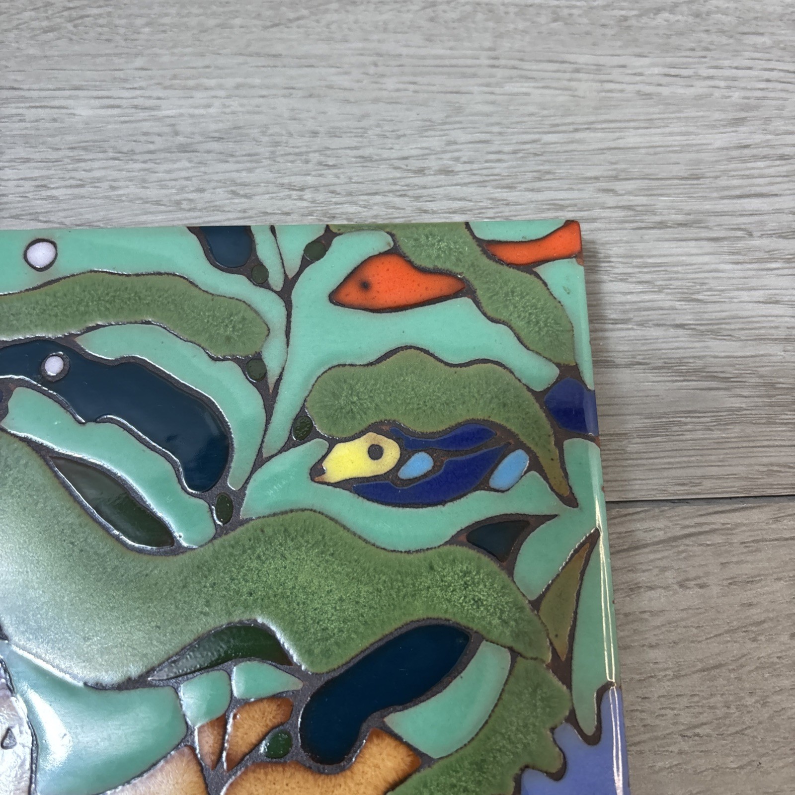 Vintage Hand Painted Water Ocean Wall Hanging Trivet Hot Pad