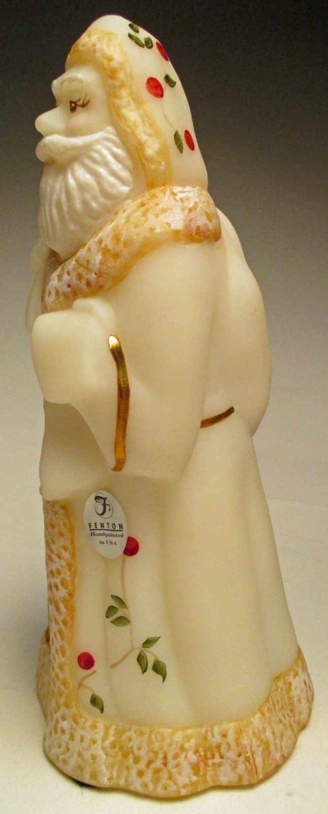 Fenton Art Glass Twining Berries #5299JX Christmas Santa Claus Hand Painted 1998